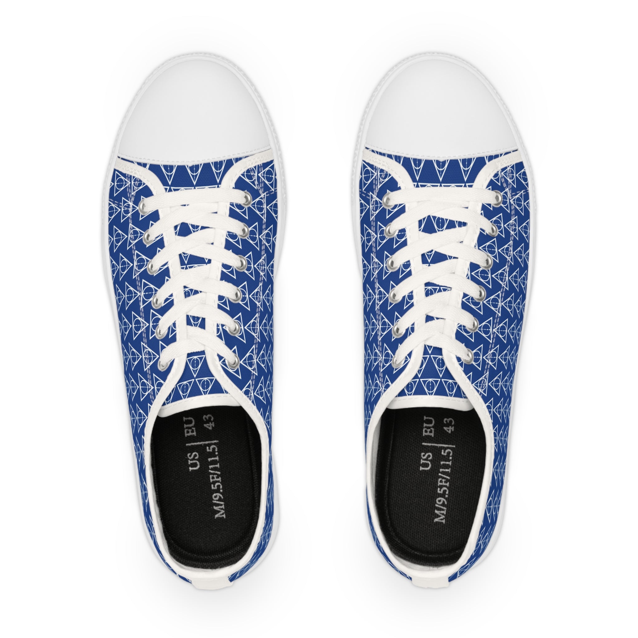 Harry Potter inspired Deathly Hallows logo Men's Low Top Sneakers Navy Blue