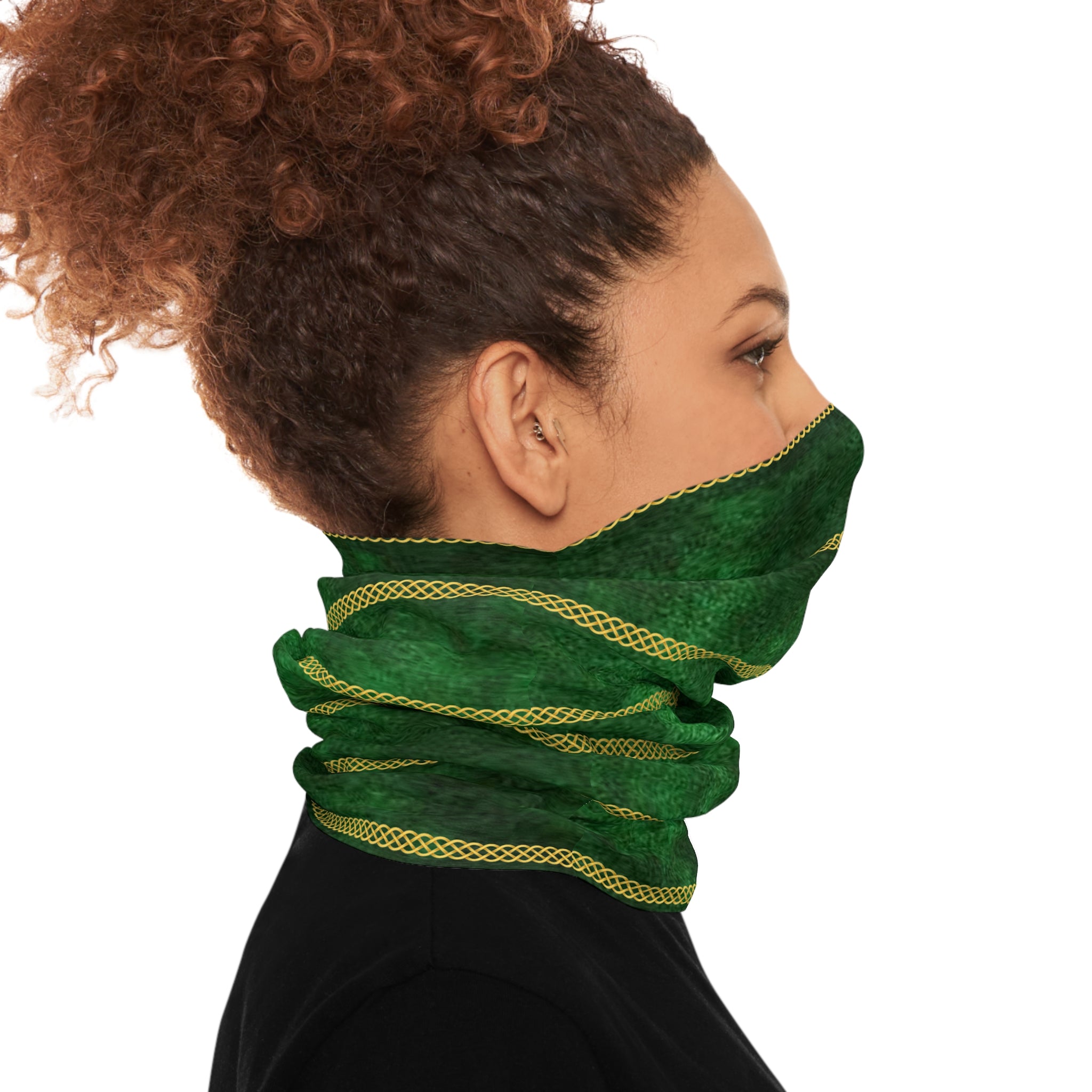 Fabled Fashion Green velvet and Celtic chain Print Tube Scarf