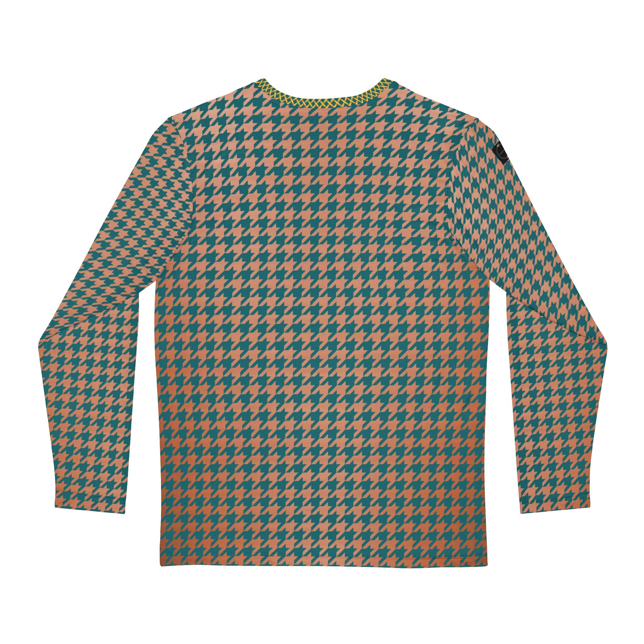 Fabled Fashion Men's Long Sleeve Verdigris and Copper Houndstooth pattern AOP Shirt