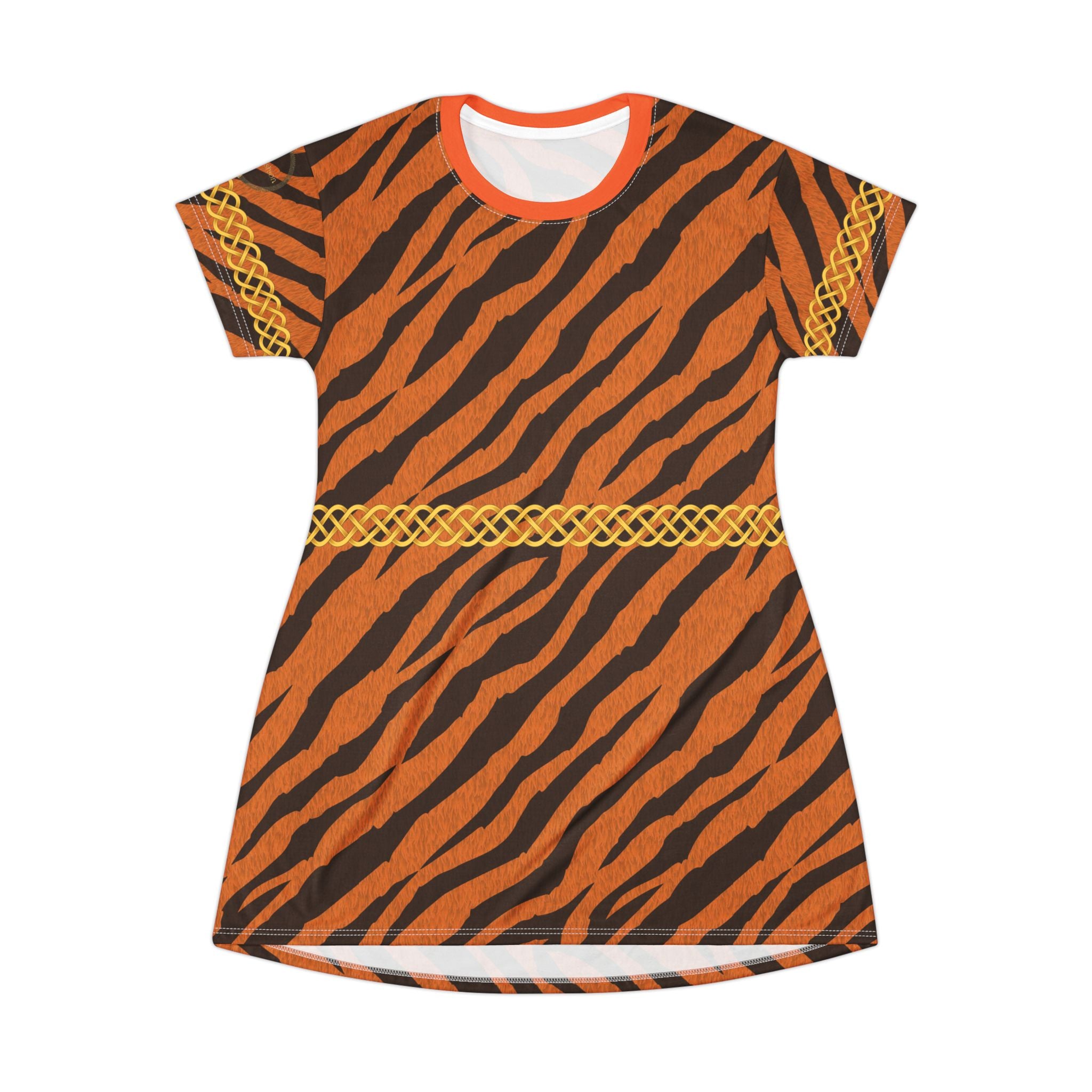 Fabled Fashion Tiger Fur effect Celtic Knot Medieval Fashions All Over Print Spring/Summer T-Shirt Dress