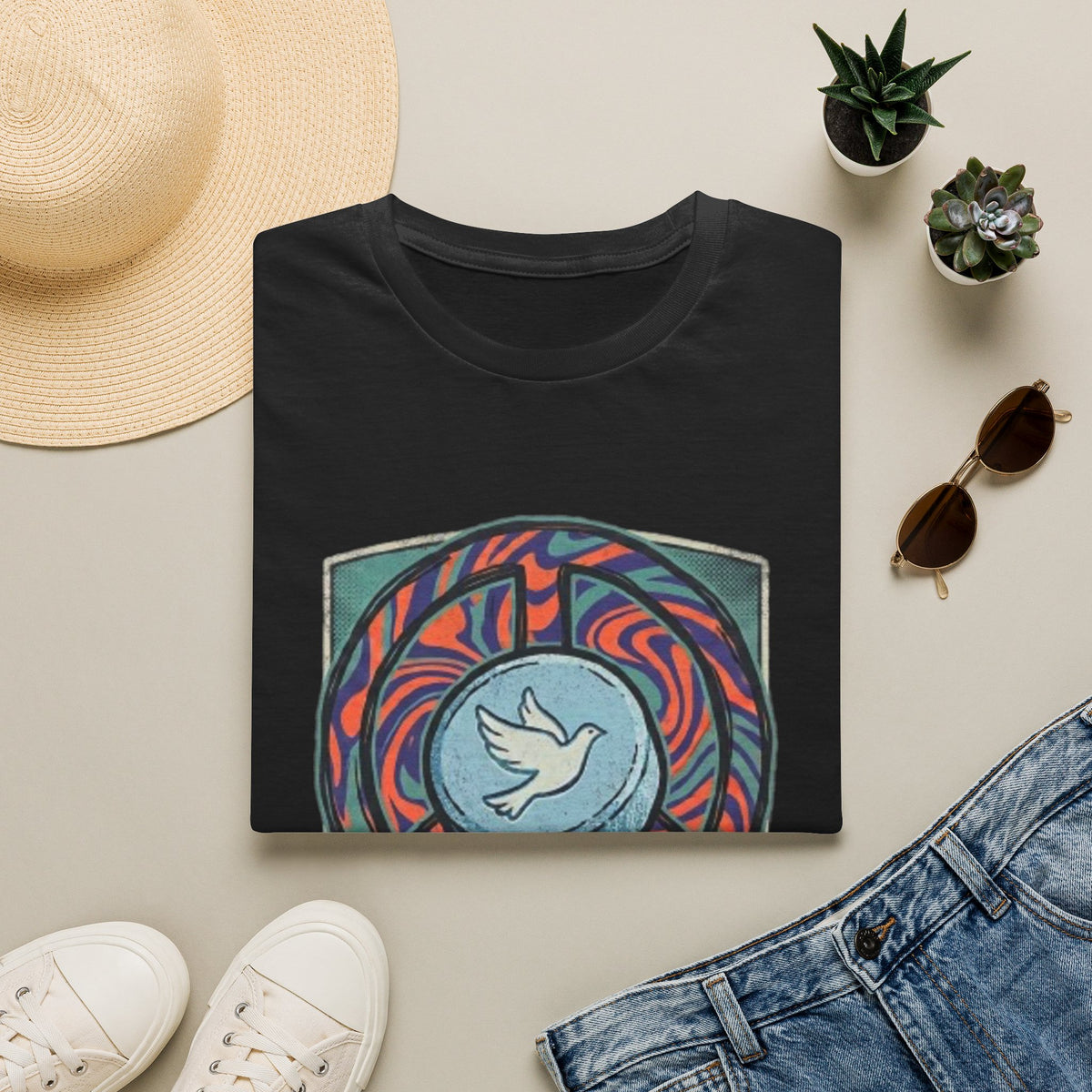 Retro Mandala Dove T-Shirt — 90s Raver Peace Tee