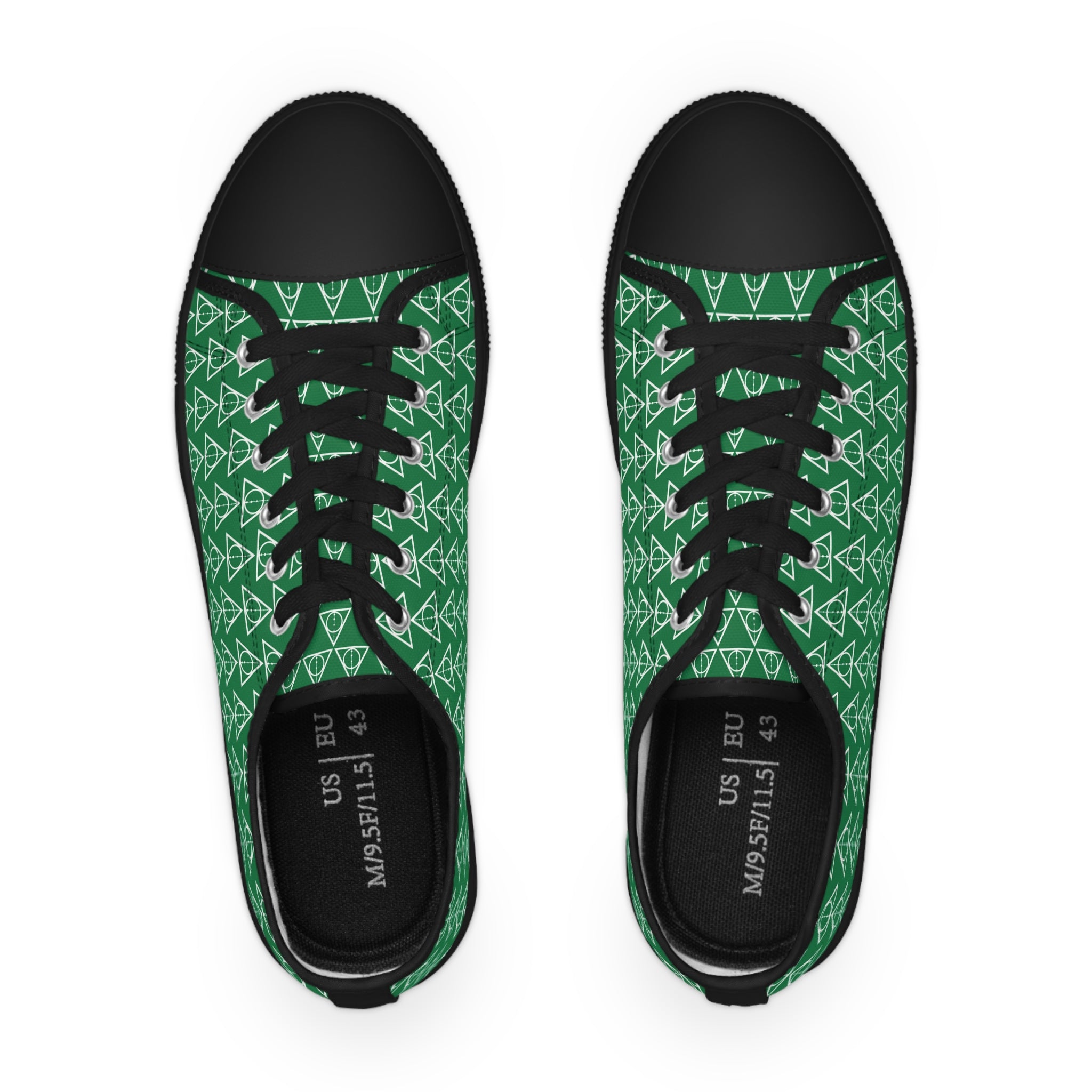 Harry Potter inspired Deathly Hallows logo Men's Low Top Sneakers Green