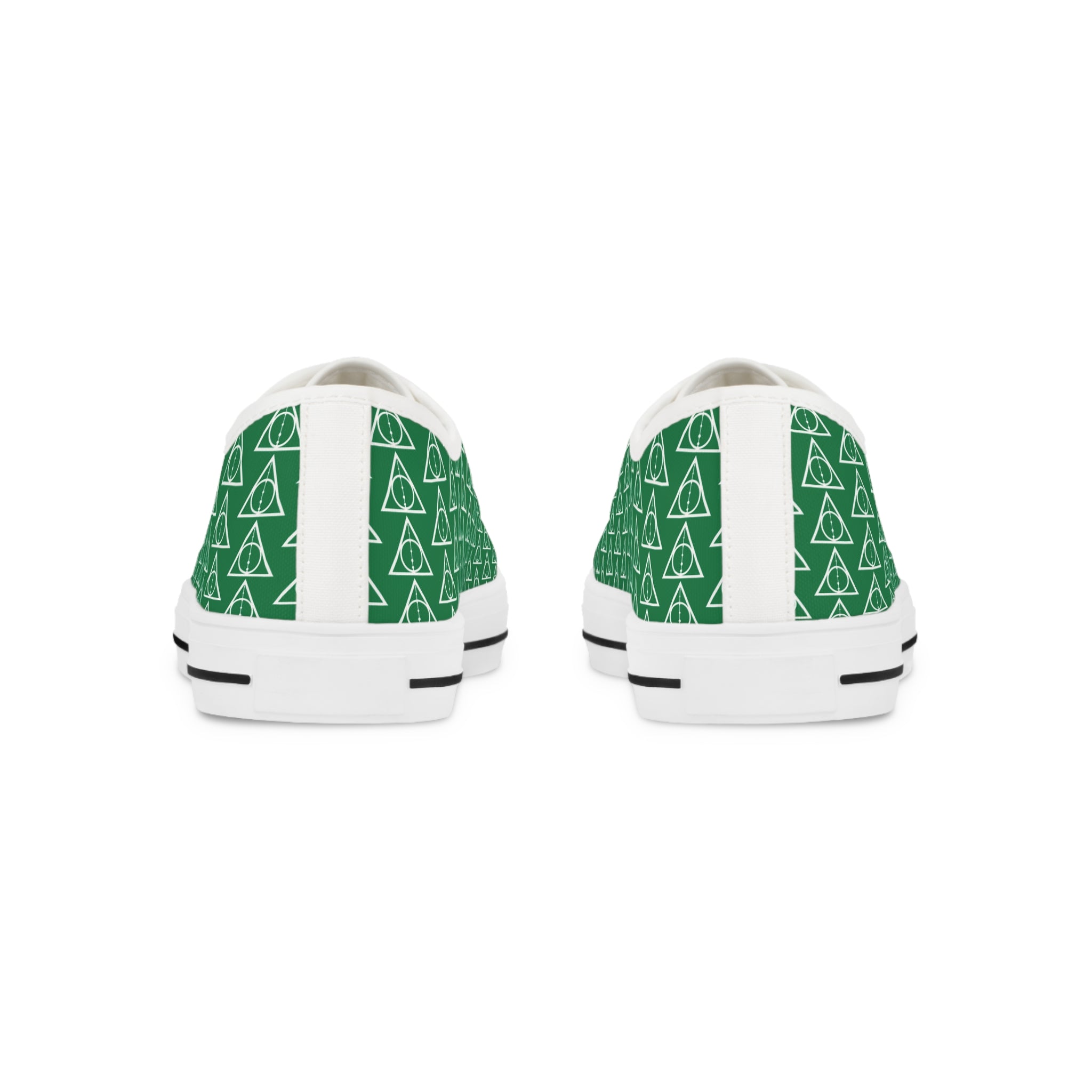 Harry Potter inspired Deathly Hallows logo Men's Low Top Sneakers Green