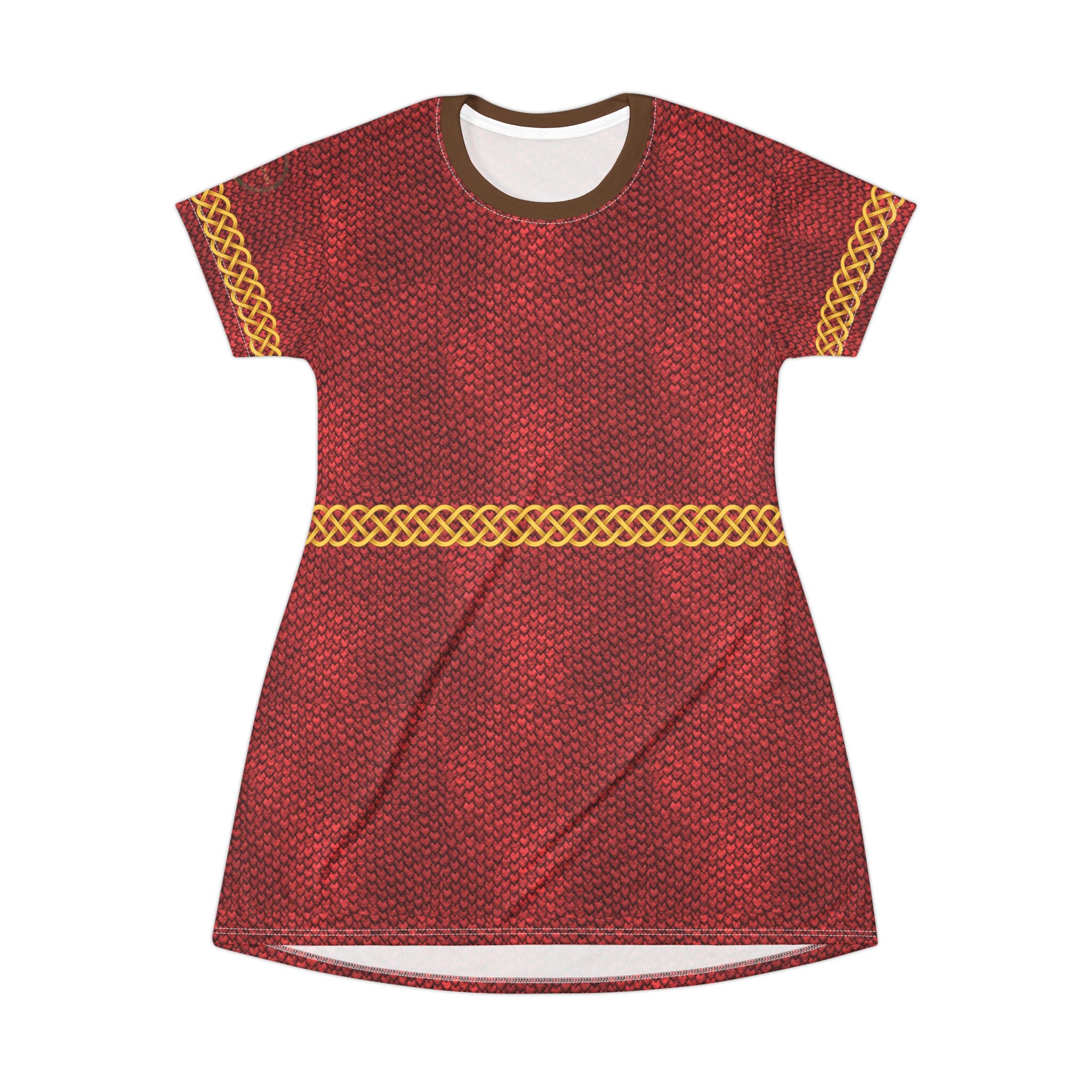 Fabled Fashion Celtic Red Dragon skin armour Medieval fashion All Over Print T-Shirt Dress