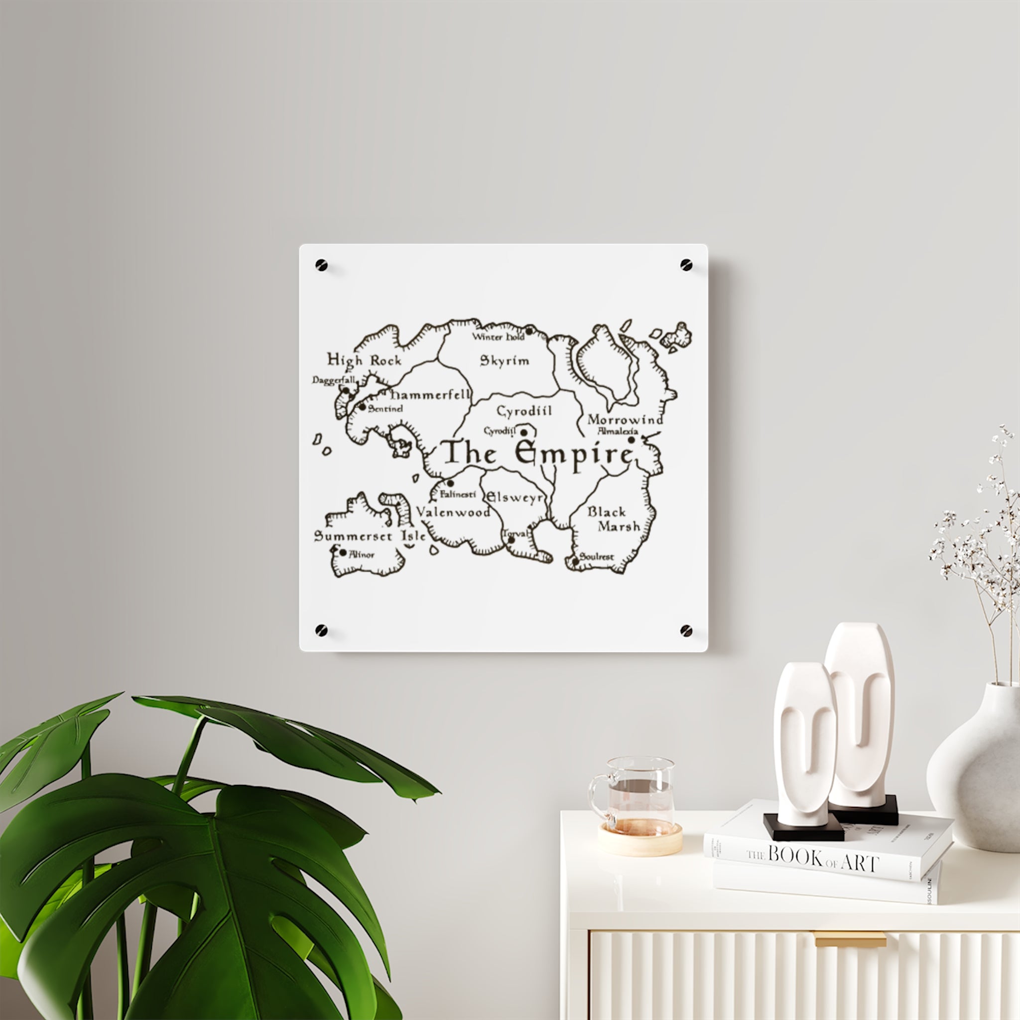 Tamriel map Dragonborn Skyrim Acrylic Wall Art Panels