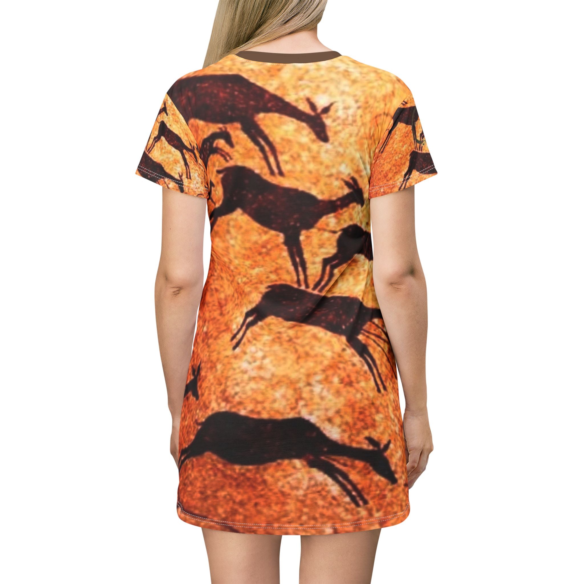Fabled Fashion Prehistoric Cave Painting All Over Print Spring/Summer T-Shirt Dress