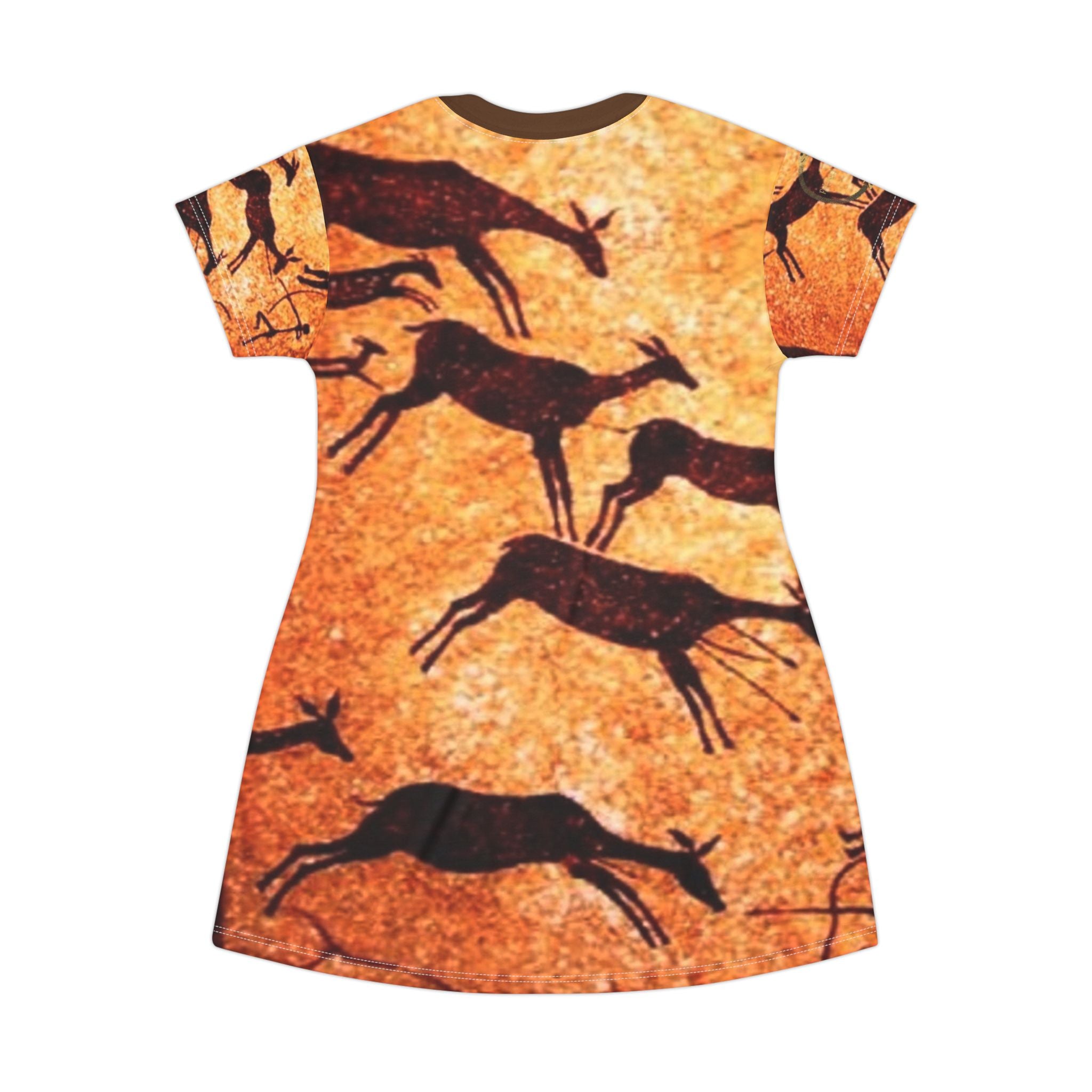 Fabled Fashion Prehistoric Cave Painting All Over Print Spring/Summer T-Shirt Dress