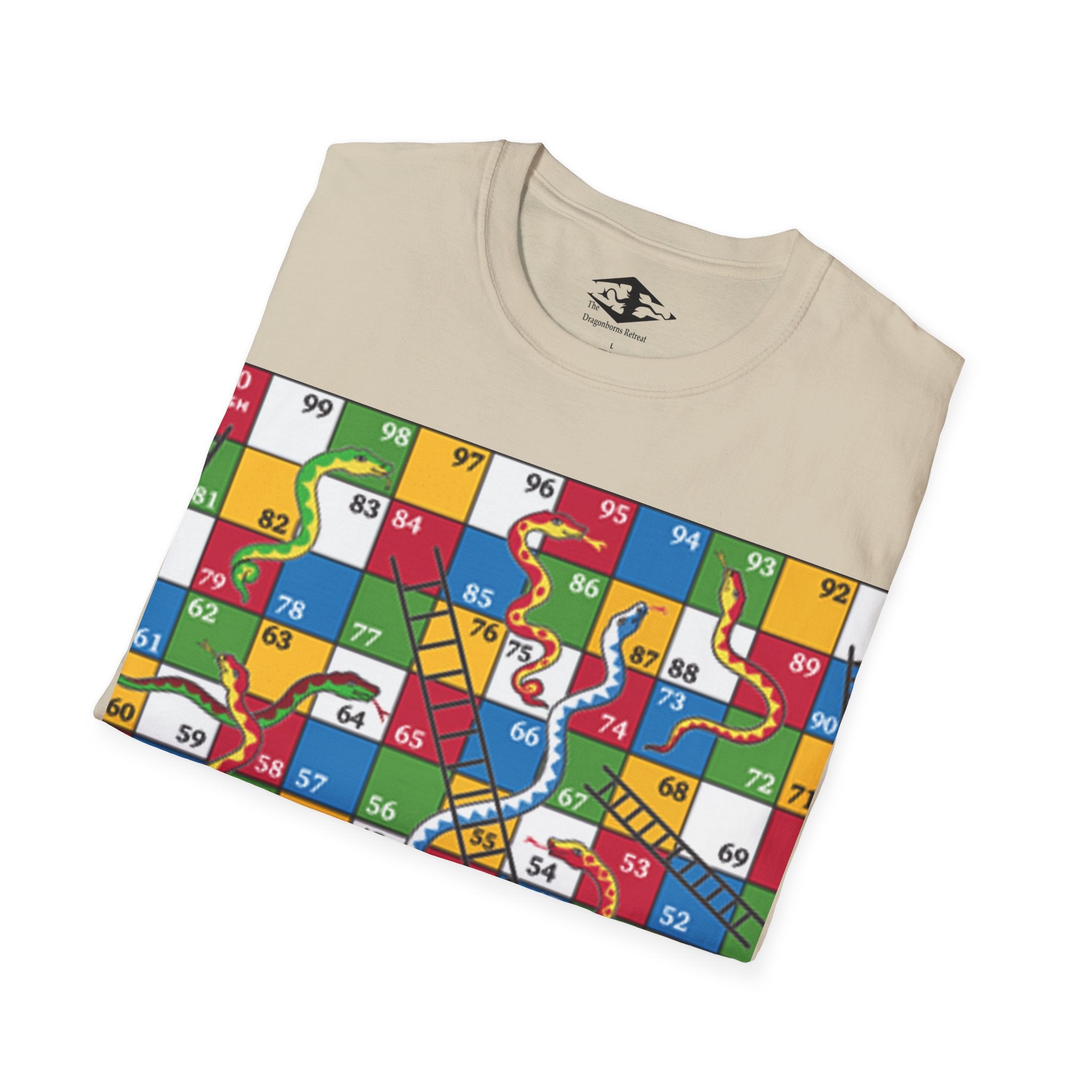 Travel Snakes and Ladders Board Unisex Softstyle T-Shirt (pieces not included)