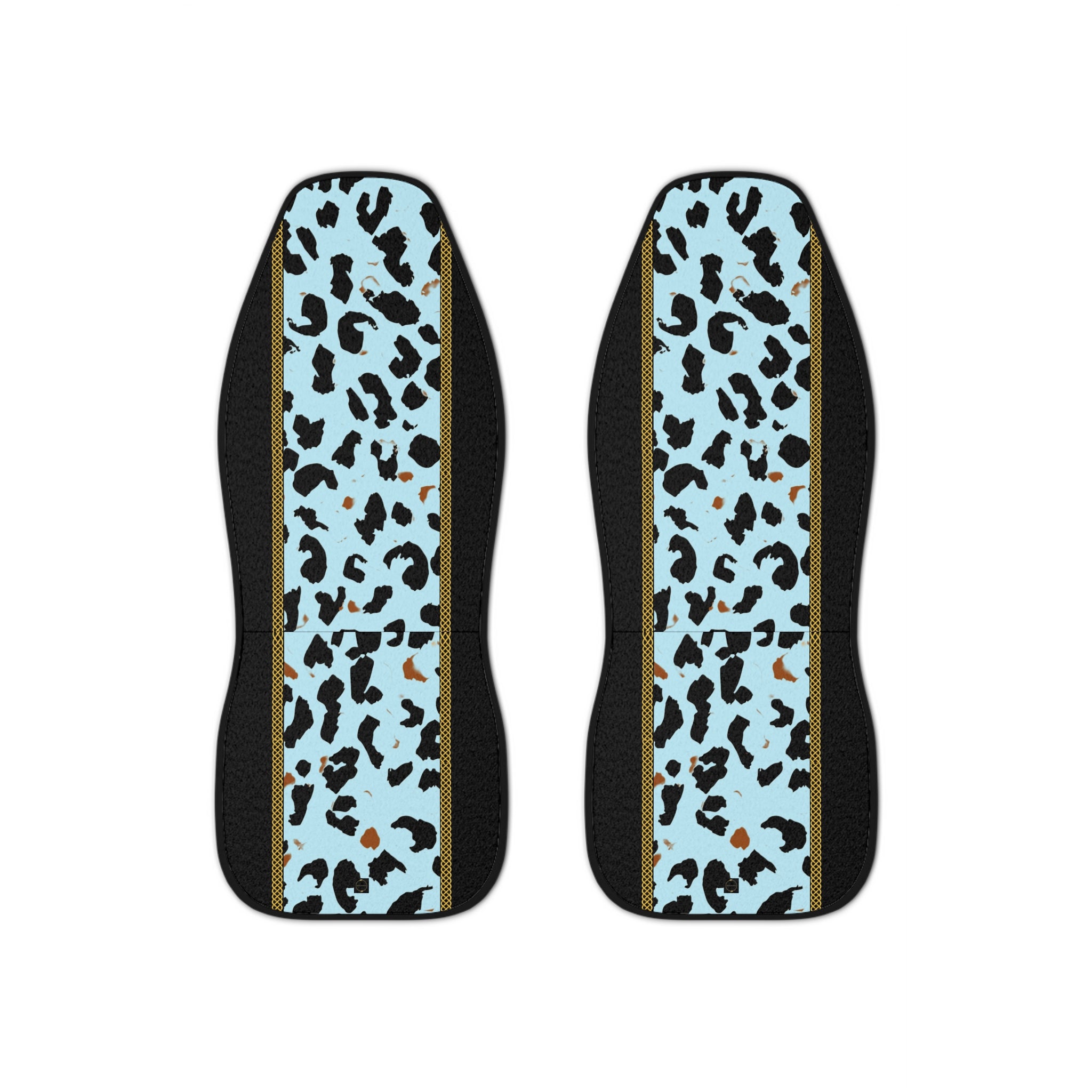 Fabled Fashion Light Blue Leopard Print with Celtic knot design Car Seat Covers