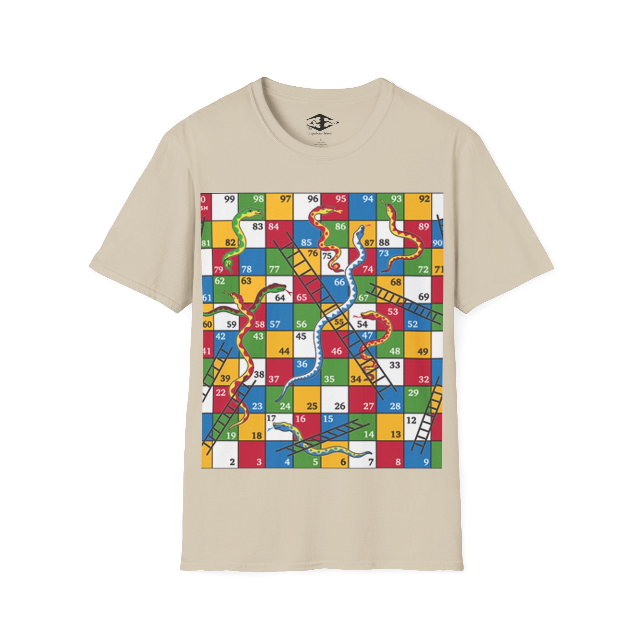 Travel Snakes and Ladders Board Unisex Softstyle T-Shirt (pieces not included)
