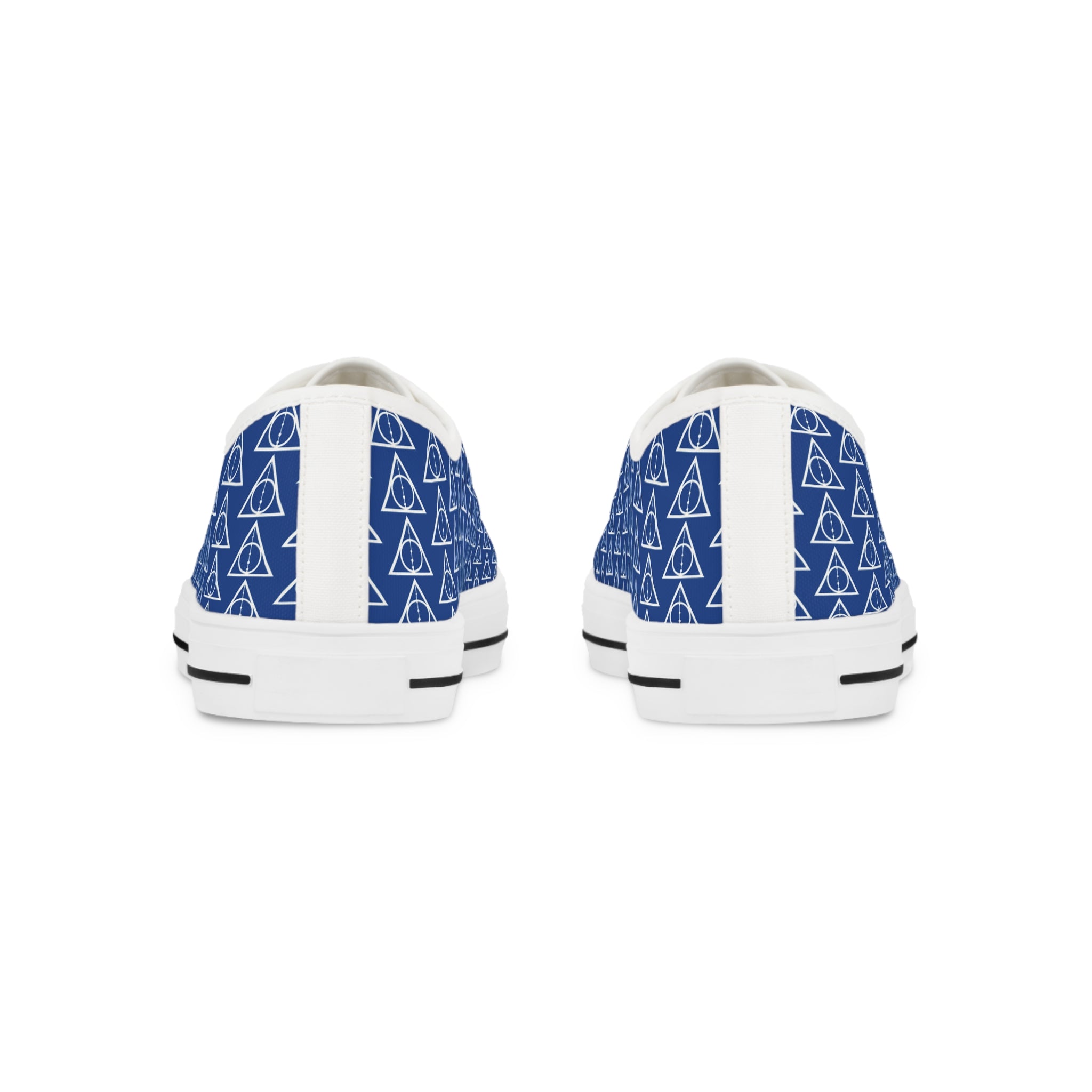 Harry Potter inspired Deathly Hallows logo Men's Low Top Sneakers Navy Blue