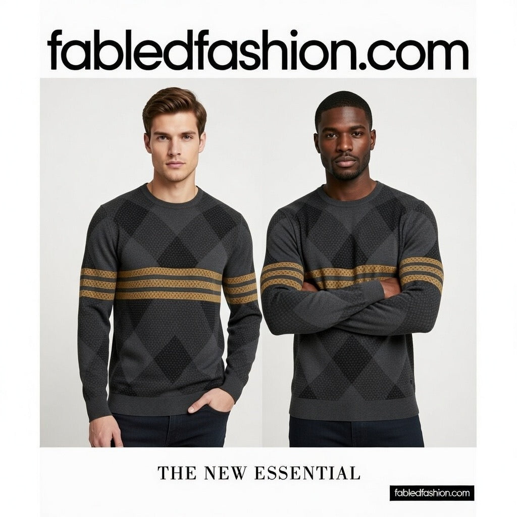 Fabled Fashion Men's Long Sleeve Triple Celtic chain effect AOP Shirt Grey Mesh pattern