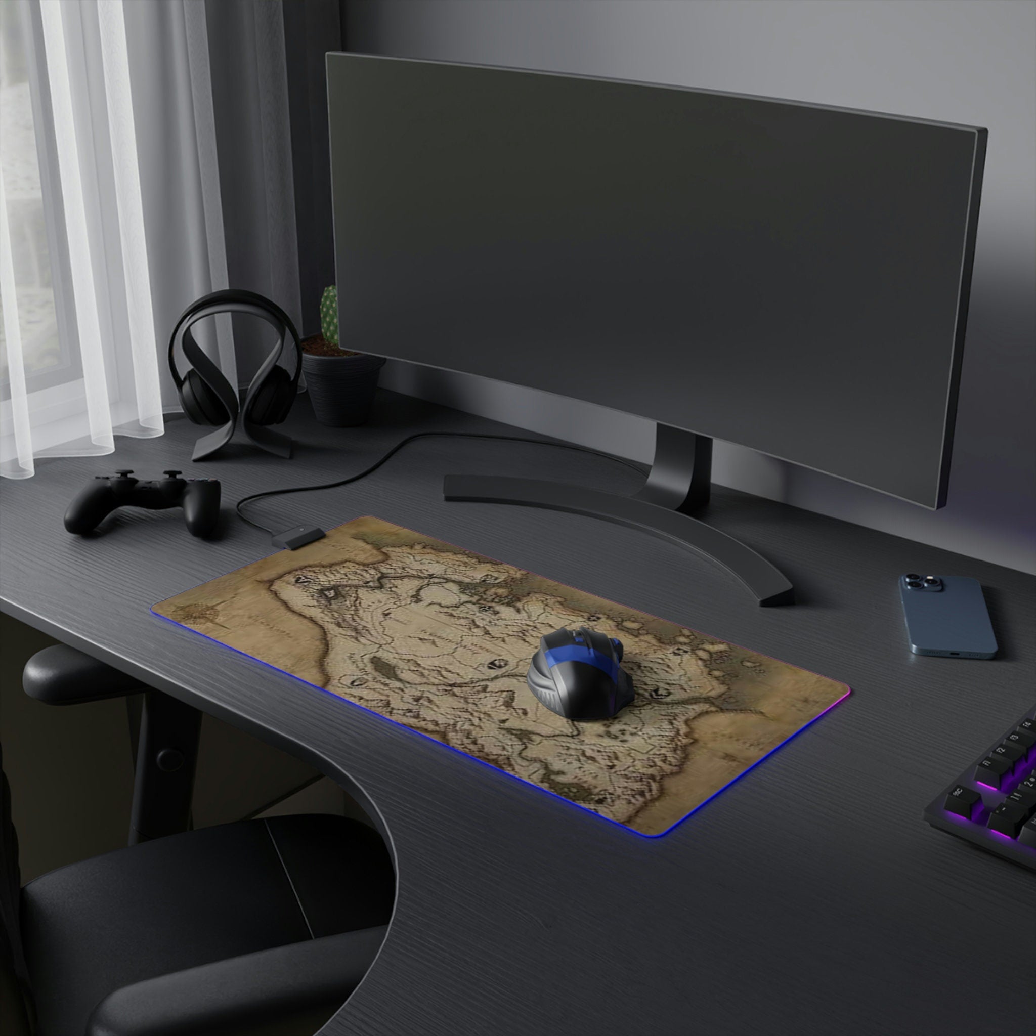 Dragonborn map LED Gaming Mouse Pad • Mousepad - map Computer Desk Accessories • Home Office Decor Mouse Pad • office supplies mouse pad gift