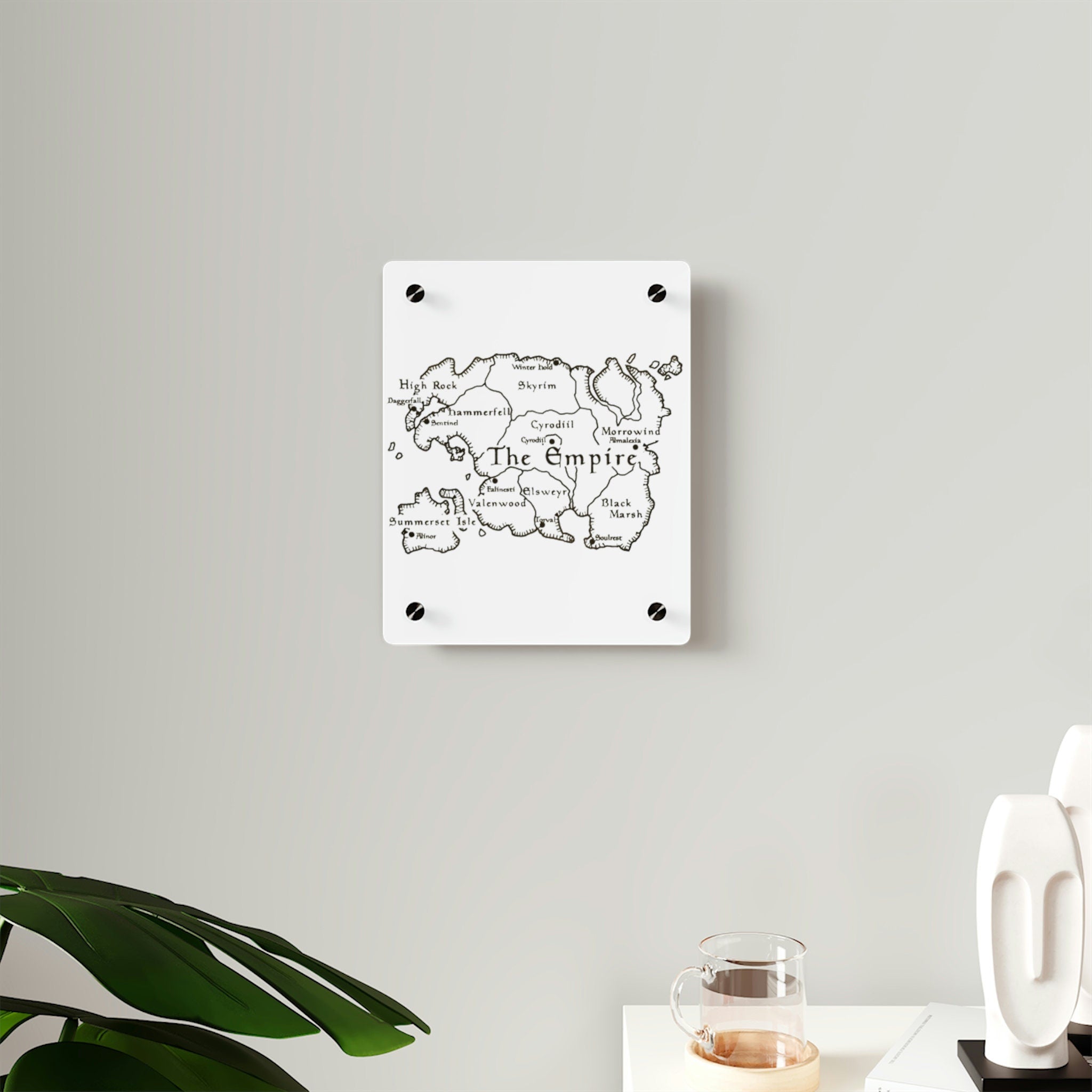 Tamriel map Dragonborn Acrylic Wall Art Panels