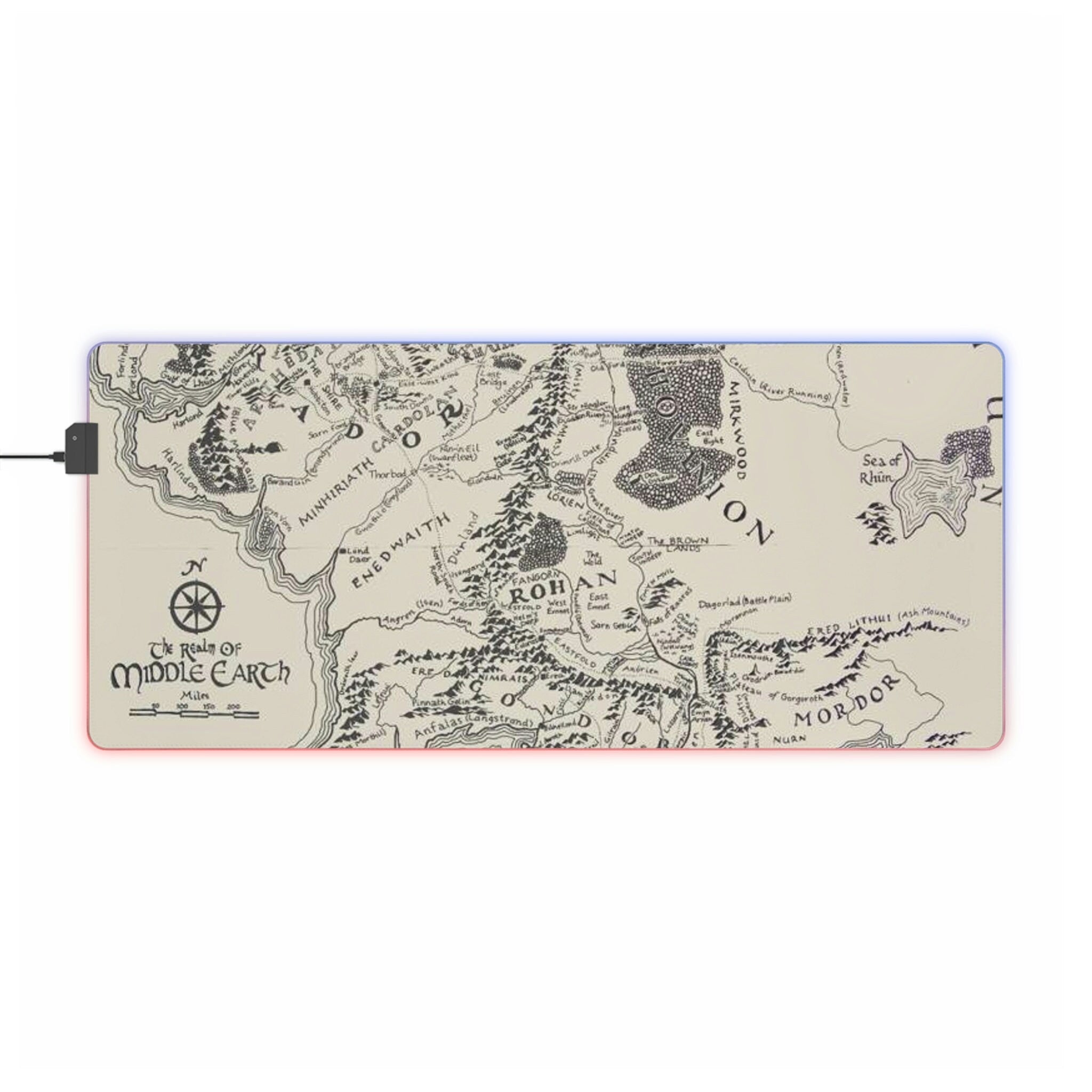 Lord of the rings inspired Middle Earth LED Gaming Mouse Pad