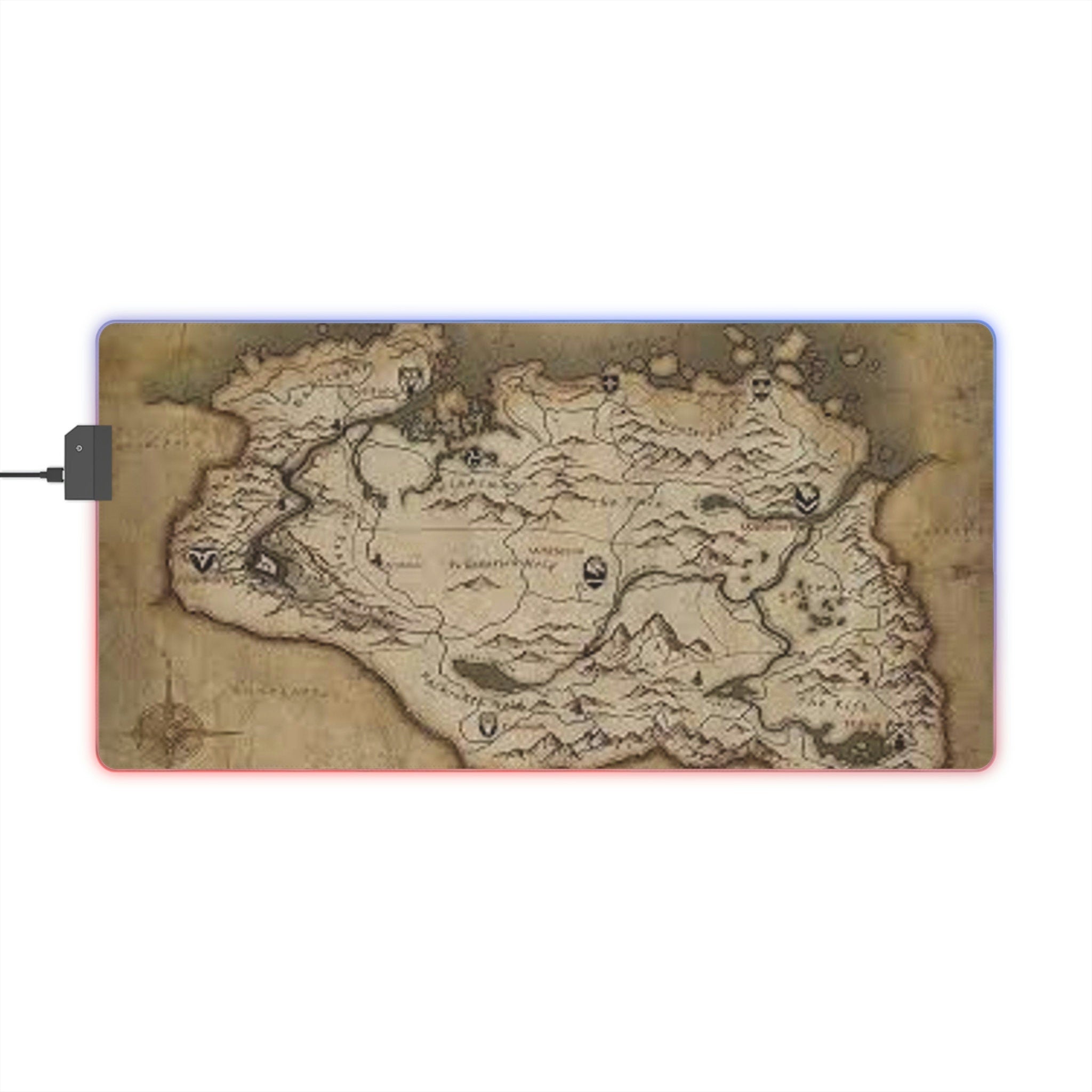 Dragonborn map LED Gaming Mouse Pad • Mousepad - map Computer Desk Accessories • Home Office Decor Mouse Pad • office supplies mouse pad gift