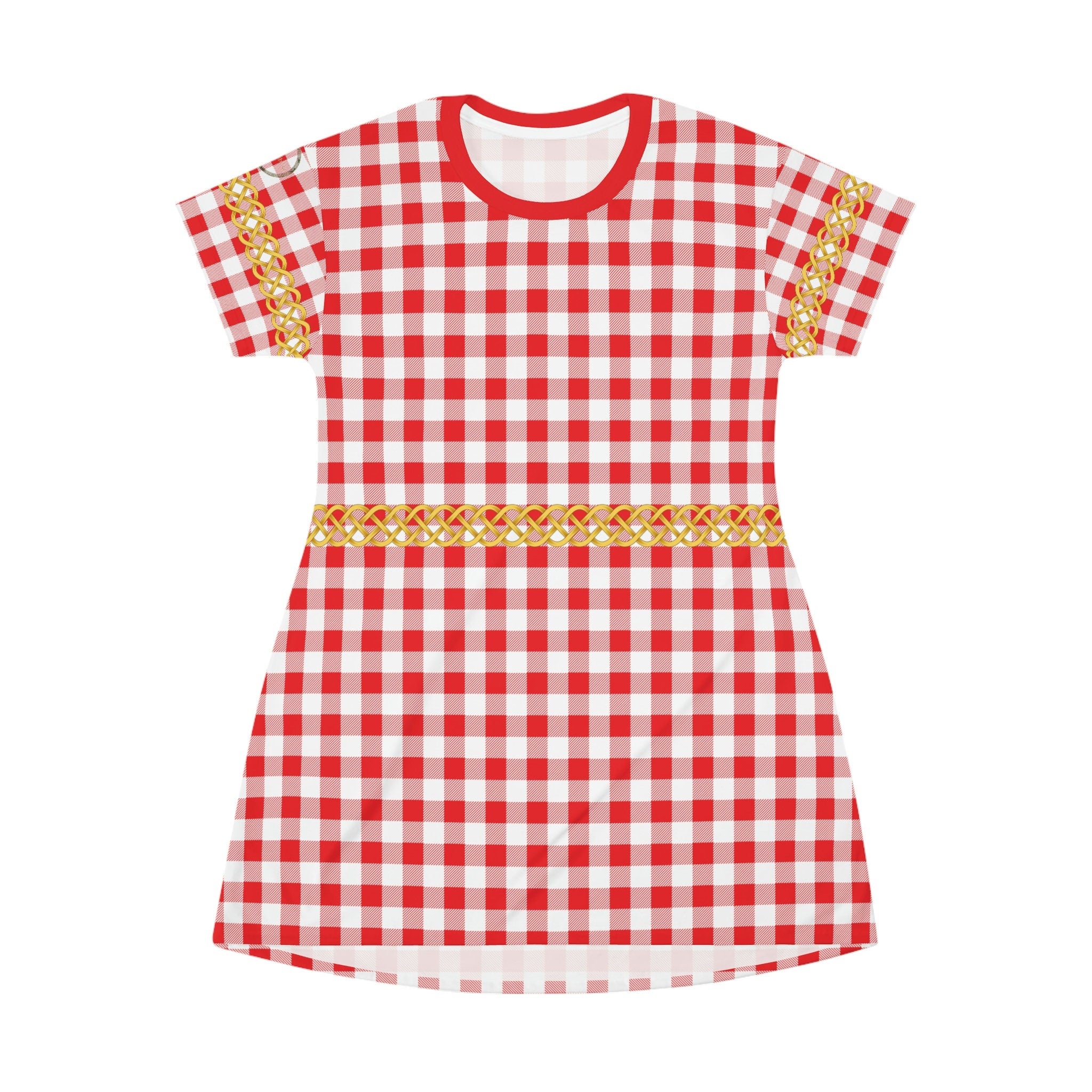 Fabled Fashion Celtic Knot Gingham pattern All Over Print Spring/Summer T-Shirt Dress