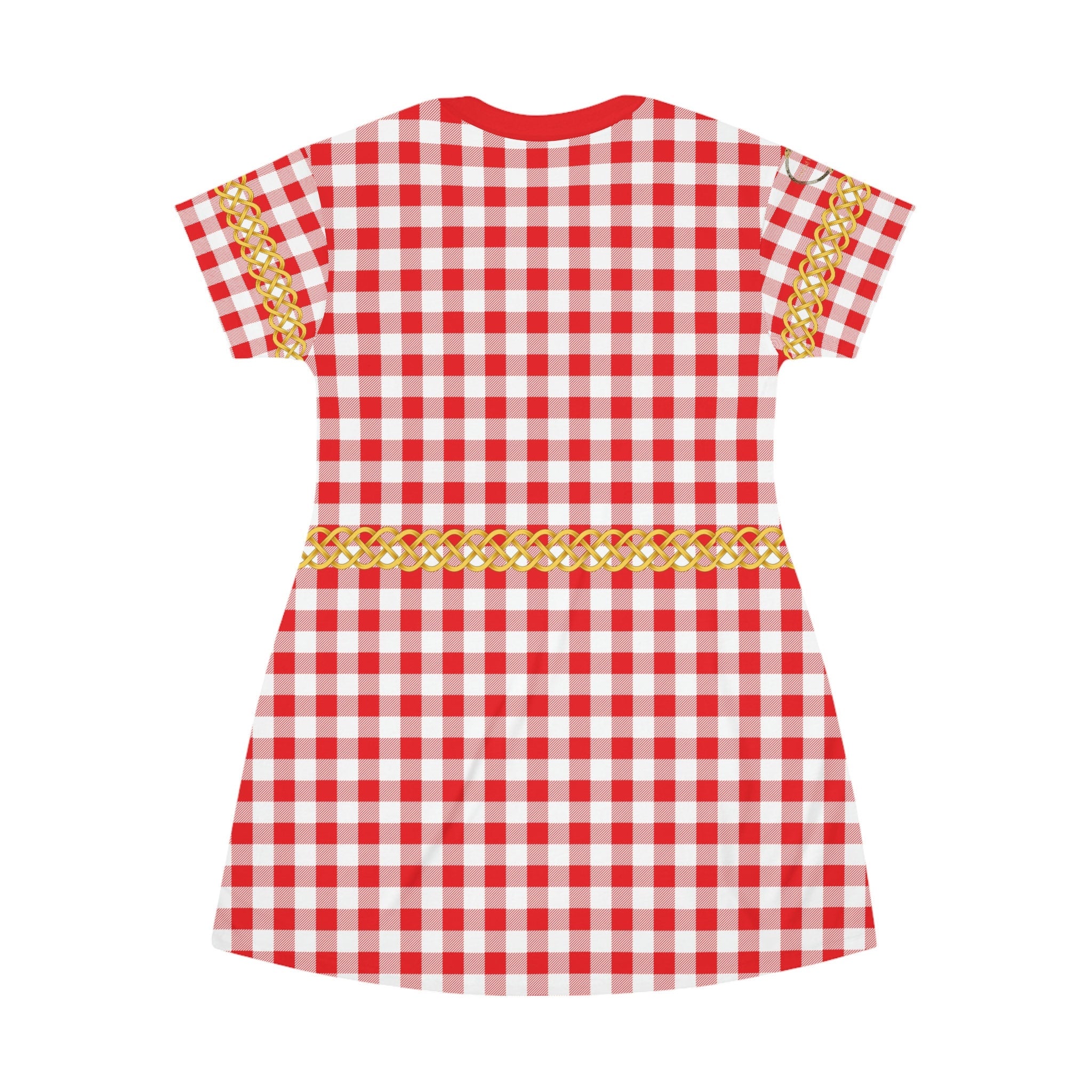 Fabled Fashion Celtic Knot Gingham pattern All Over Print Spring/Summer T-Shirt Dress