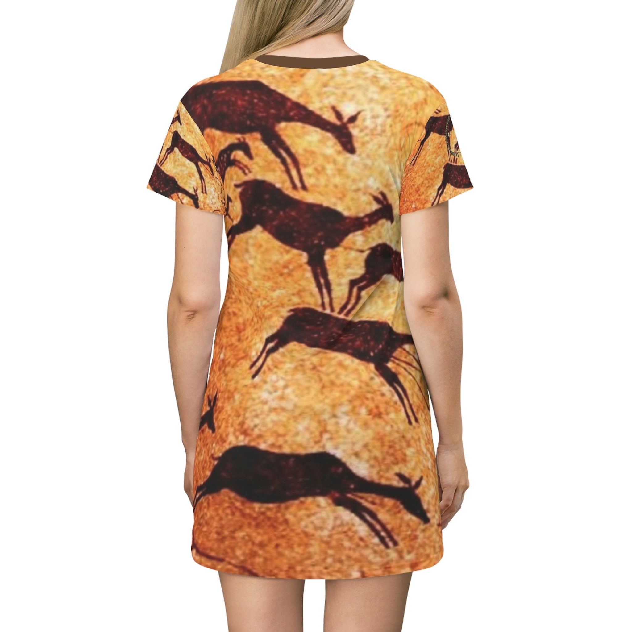 Fabled Fashion Prehistoric Cave Painting All Over Print Spring/Summer T-Shirt Dress