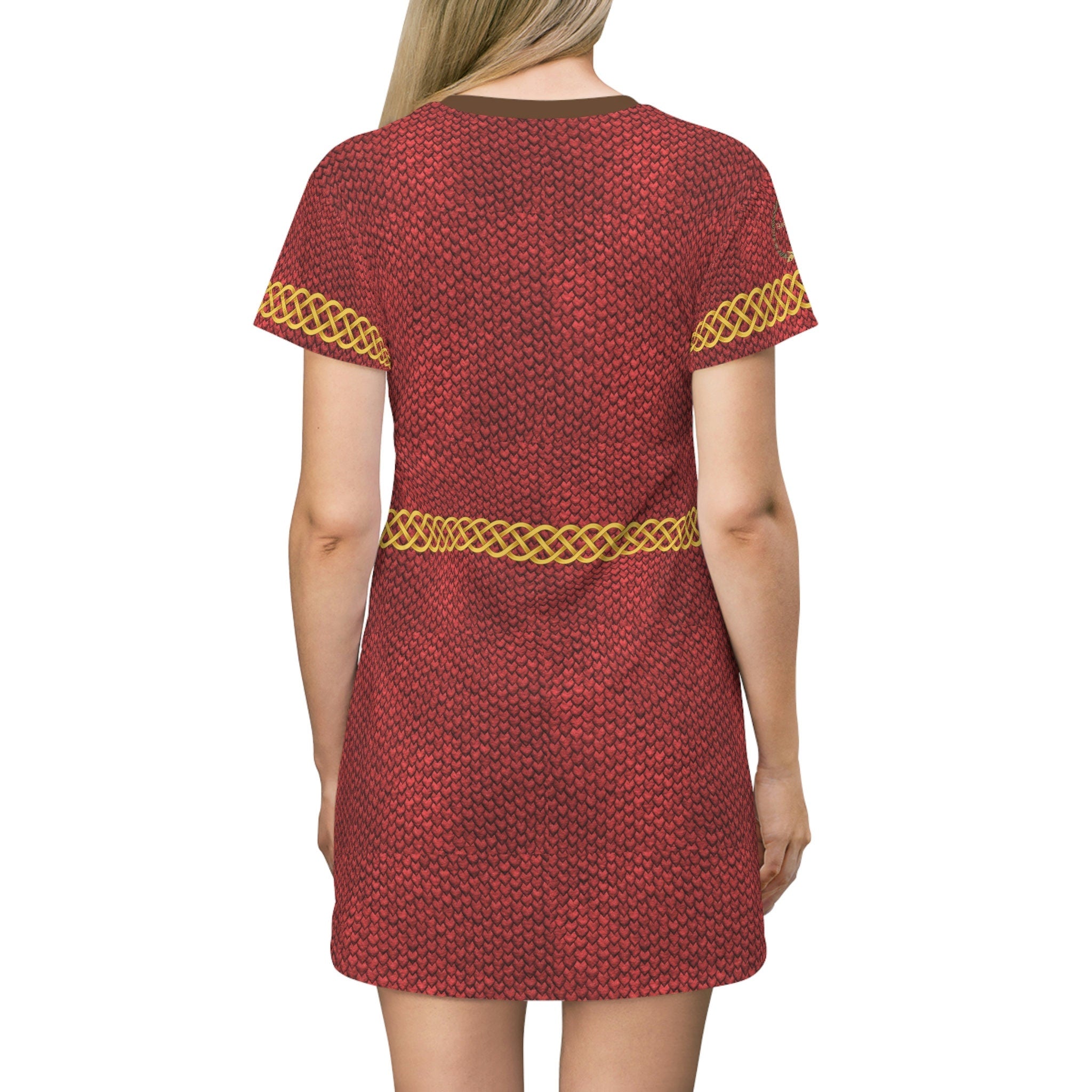 Fabled Fashion Celtic Red Dragon skin armour Medieval fashion All Over Print T-Shirt Dress