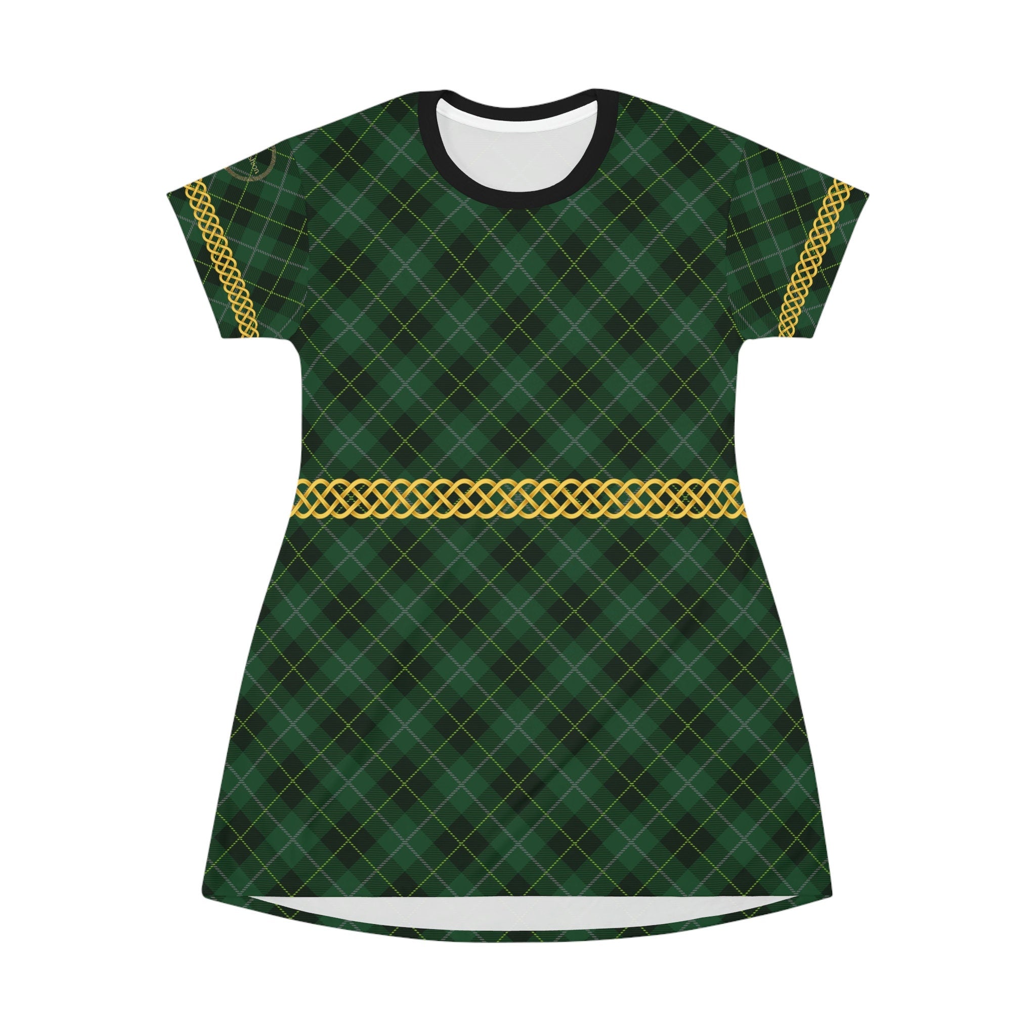Fabled Fashion Celtic Knot Tartan Plaid Medieval Fashions All Over Print T-Shirt Dress