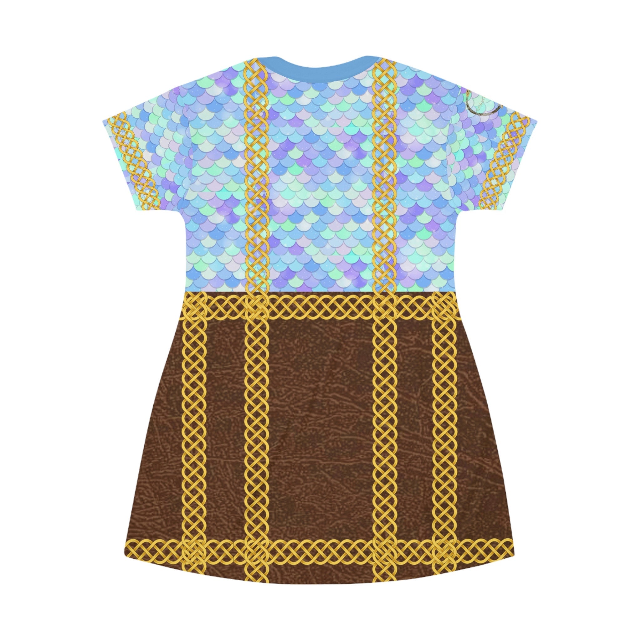Fabled Fashion Mermaid Tail skin and Leather effect Celtic knot Medieval fashion All Over Print T-Shirt Dress