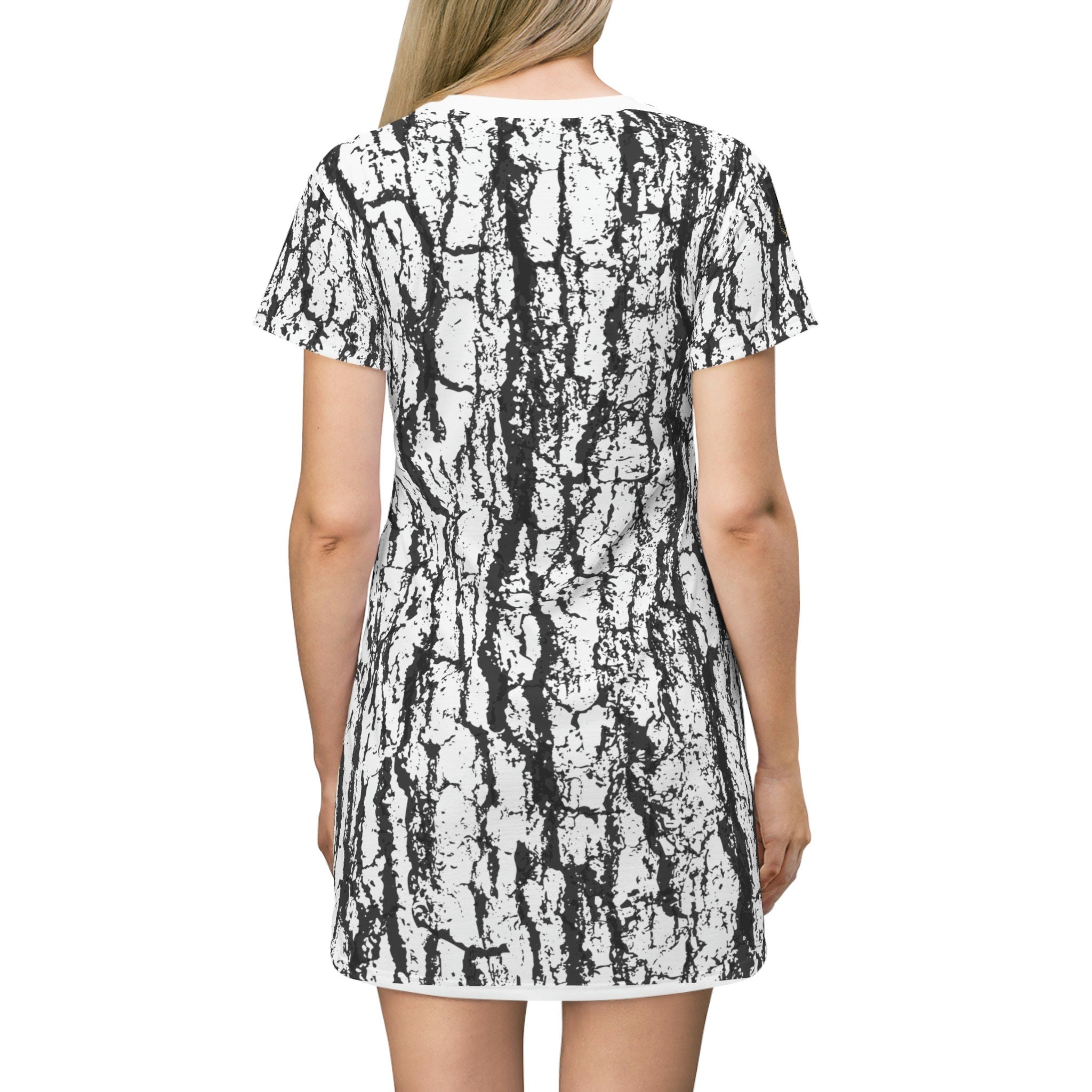 Fabled Fashion White Bark All Over Print Spring/Summer T-Shirt Dress