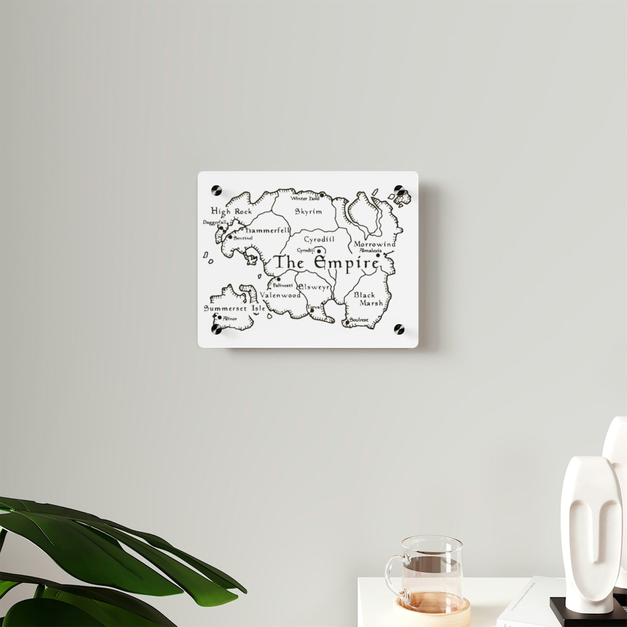 Tamriel map Dragonborn Acrylic Wall Art Panels