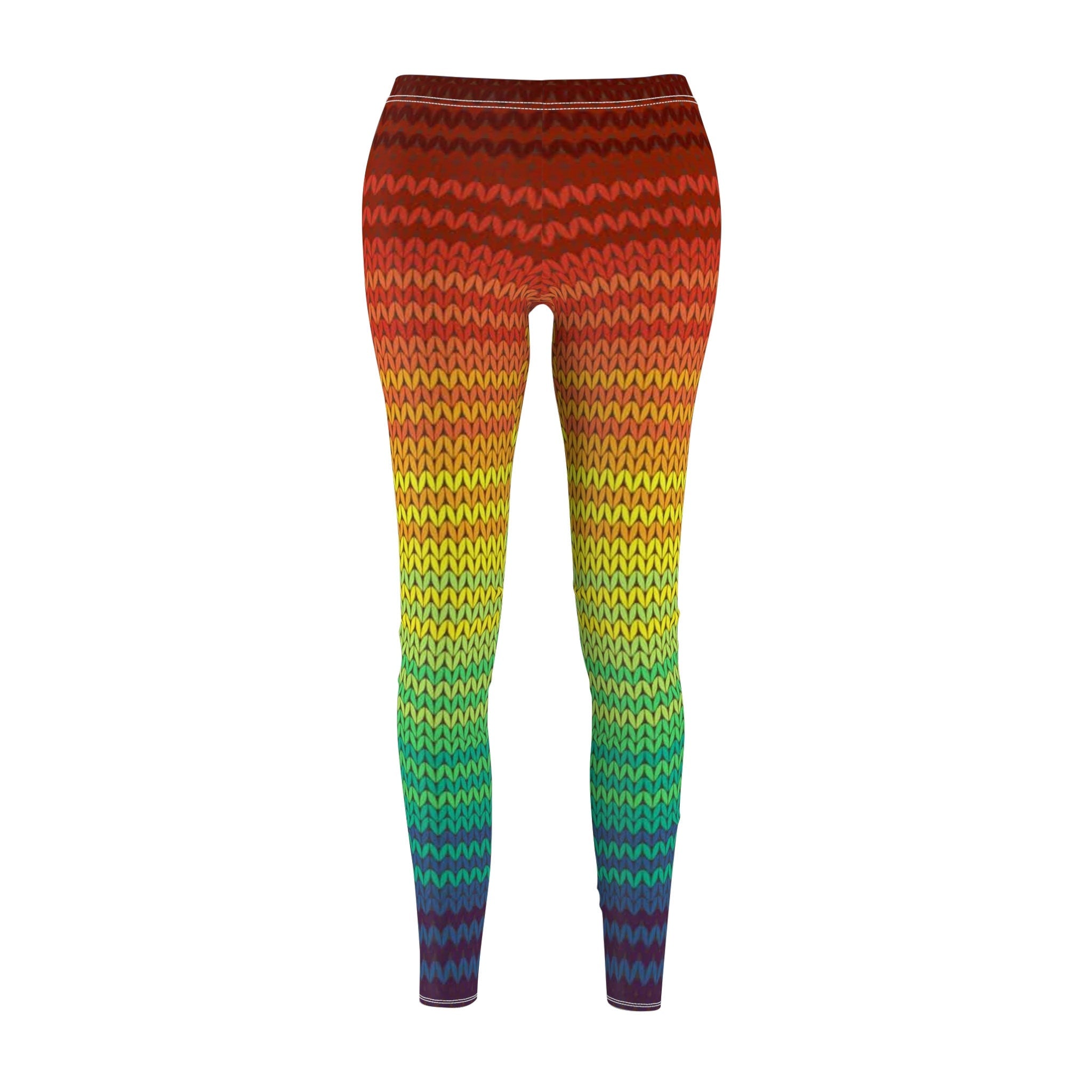 Fabled Fashion Mexican Poncho knit effect Women's Cut & Sew Casual Leggings (AOP)