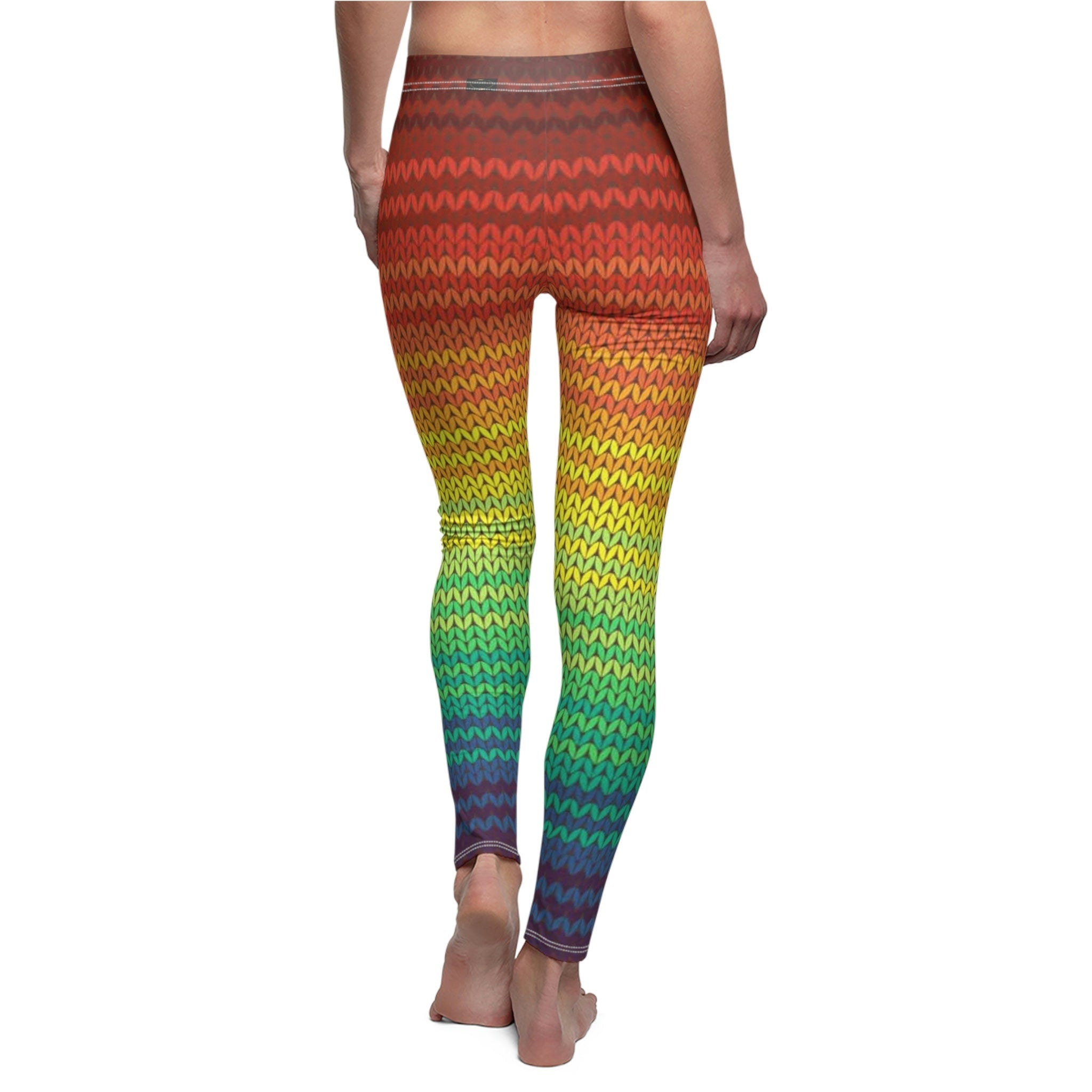 Fabled Fashion Mexican Poncho knit effect Women's Cut & Sew Casual Leggings (AOP)