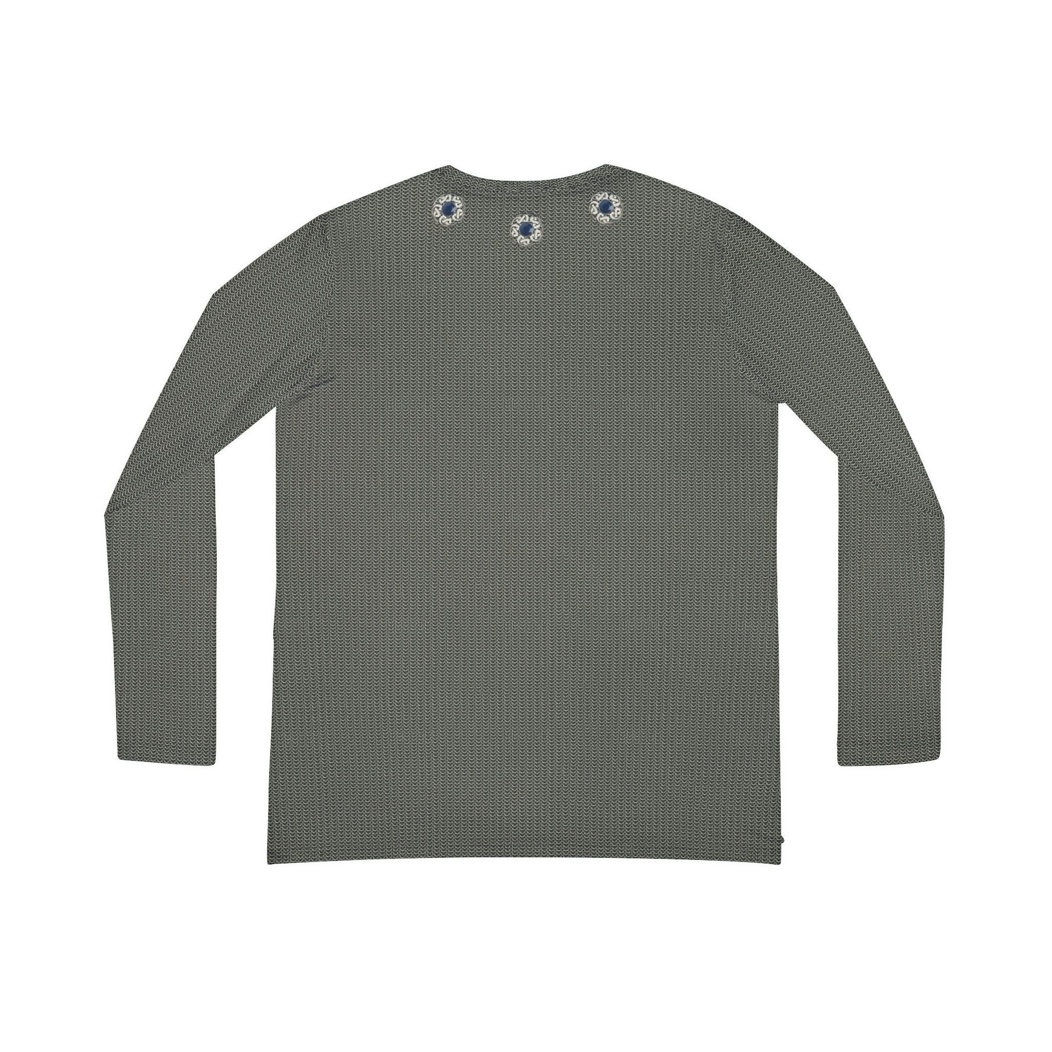 Fabled Fashion Grey/Silver chainmail effect print Women's Long Sleeve V-neck Shirt (AOP)