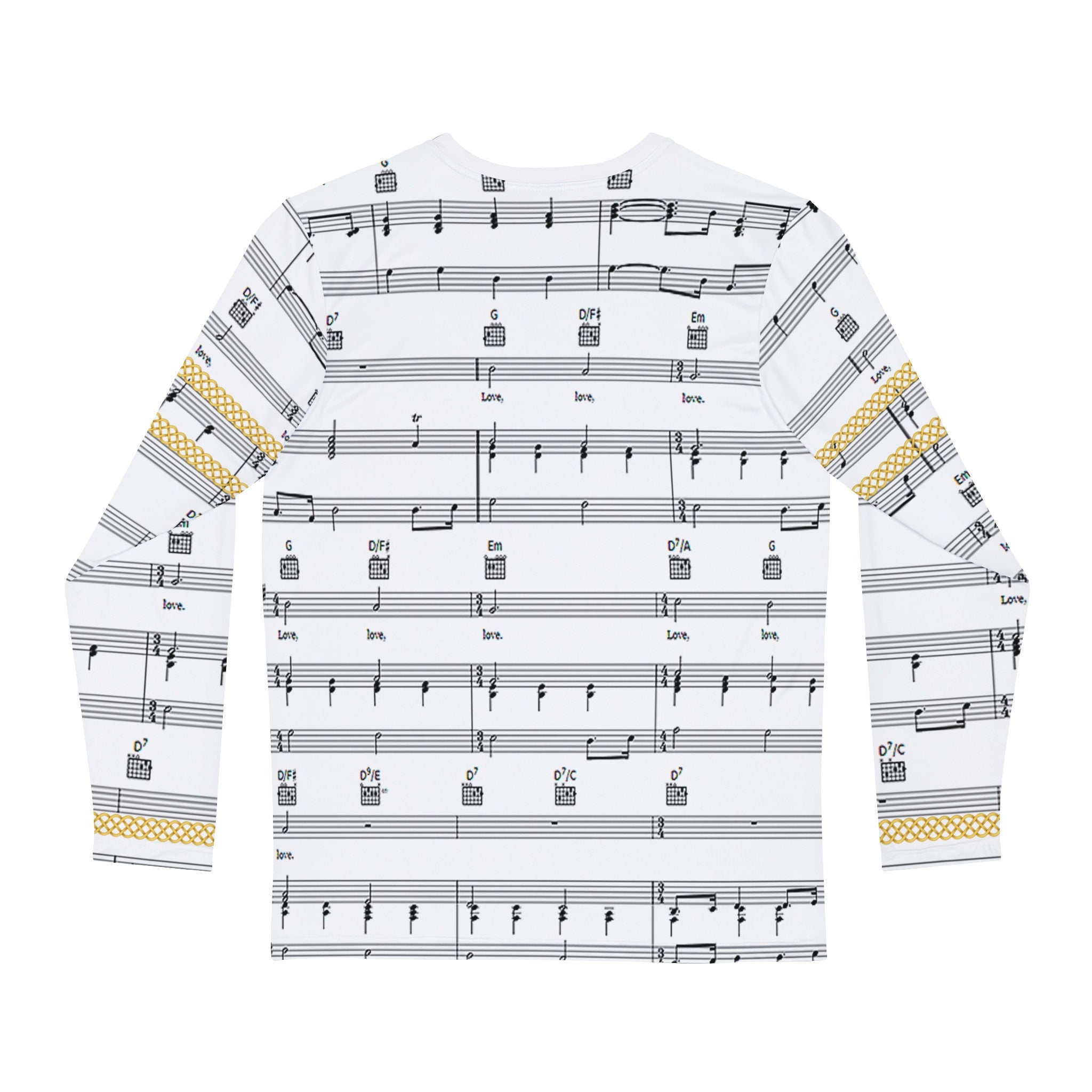 Fabled Fashion Men's Long Sleeve Musical stave / All you need is love Celtic chain effect AOP Shirt