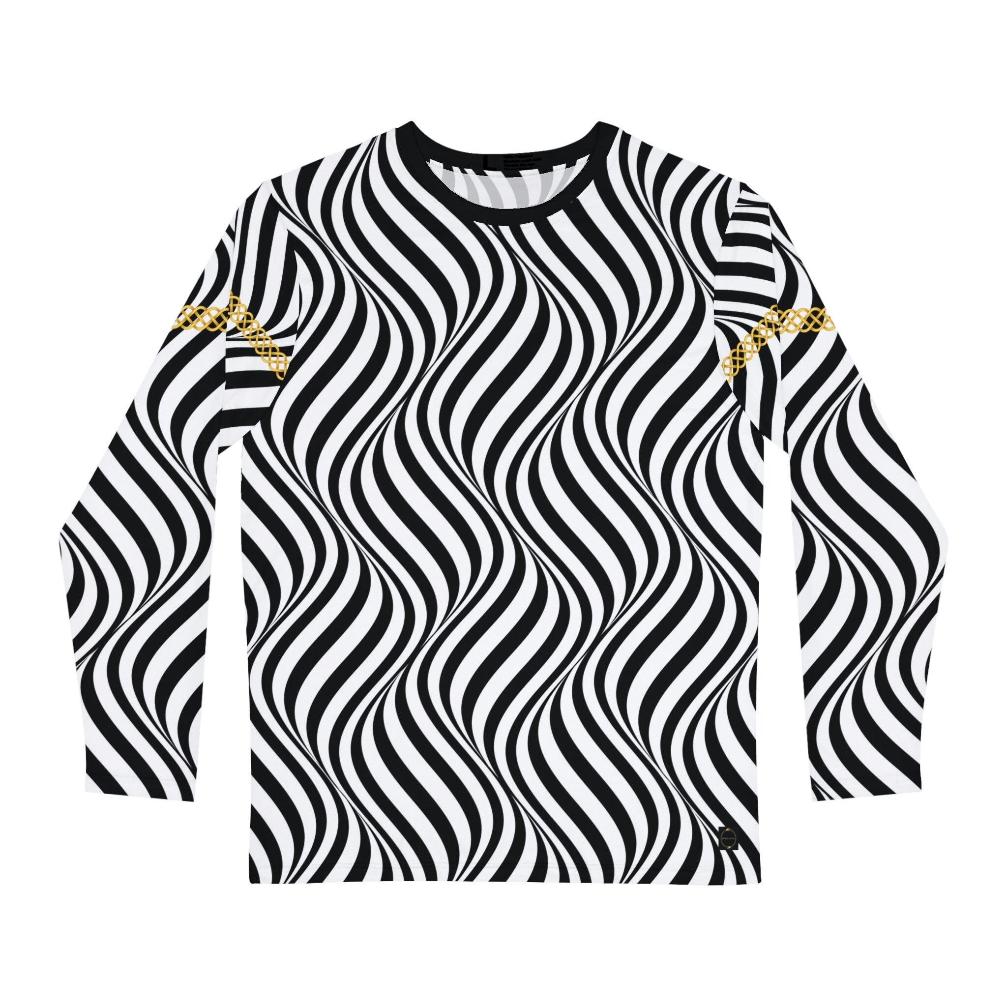 Fabled Fashion Men's Long Sleeve Back/White optical illusion Celtic chain effect AOP Shirt