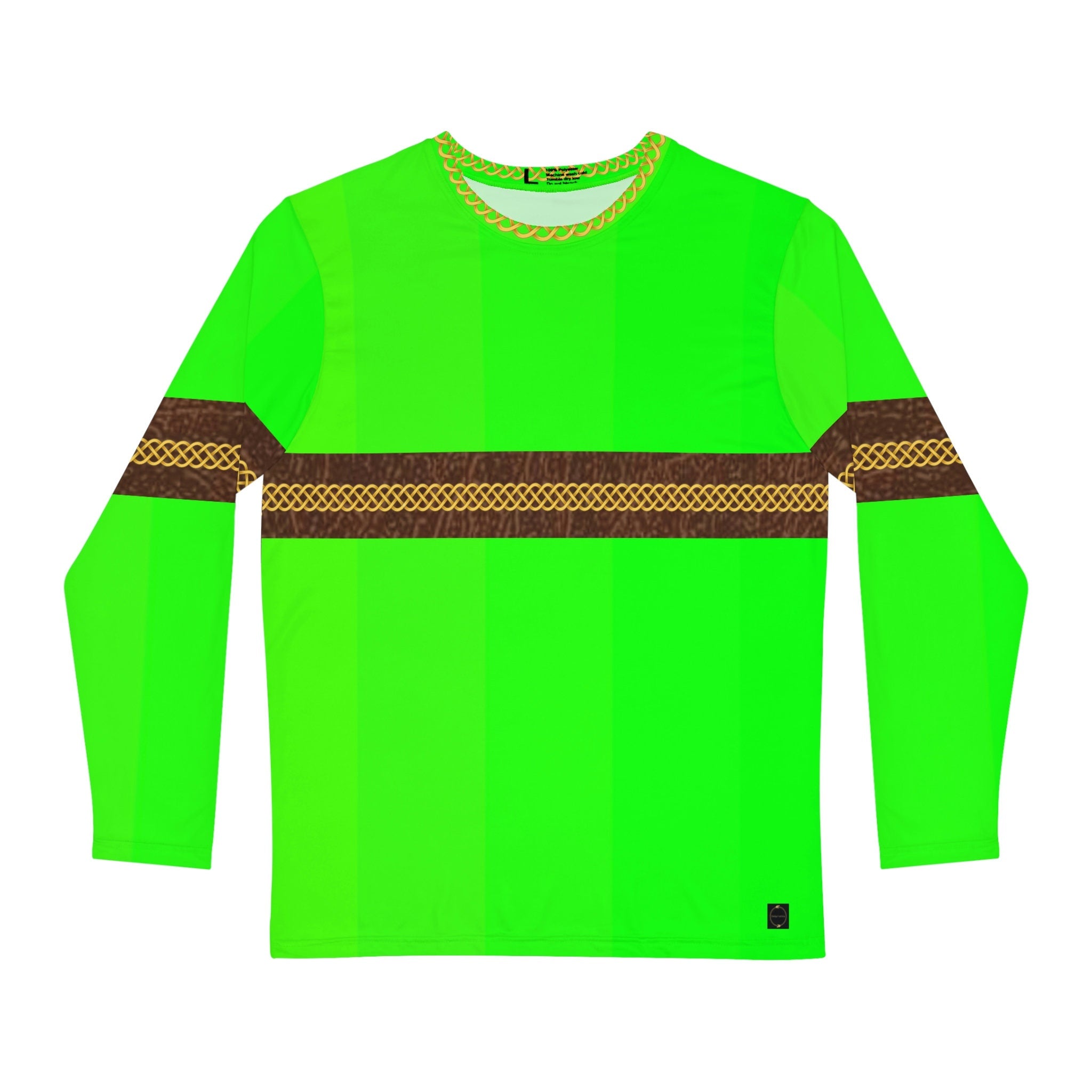 Fabled Fashion Men's Long Sleeve Hi Vis with Leather band and Celtic chain effect AOP Shirt
