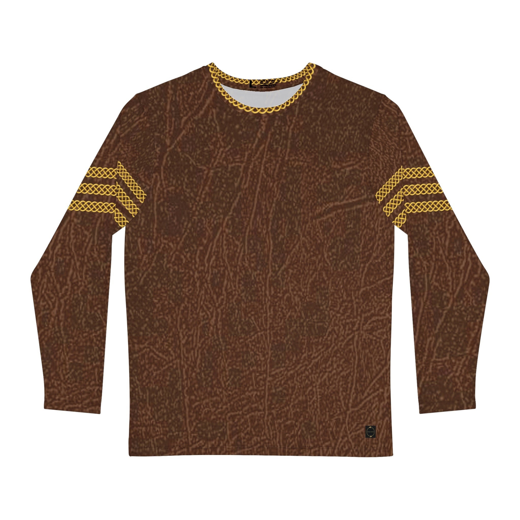 Fabled Fashion Men's Long Sleeve Triple Celtic chain Leather effect AOP Shirt