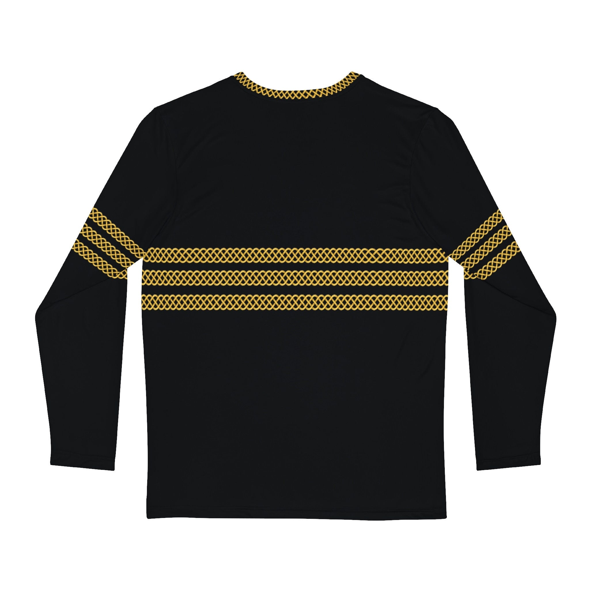 Fabled Fashion Men's Long Sleeve Triple Celtic chain effect AOP Shirt Black