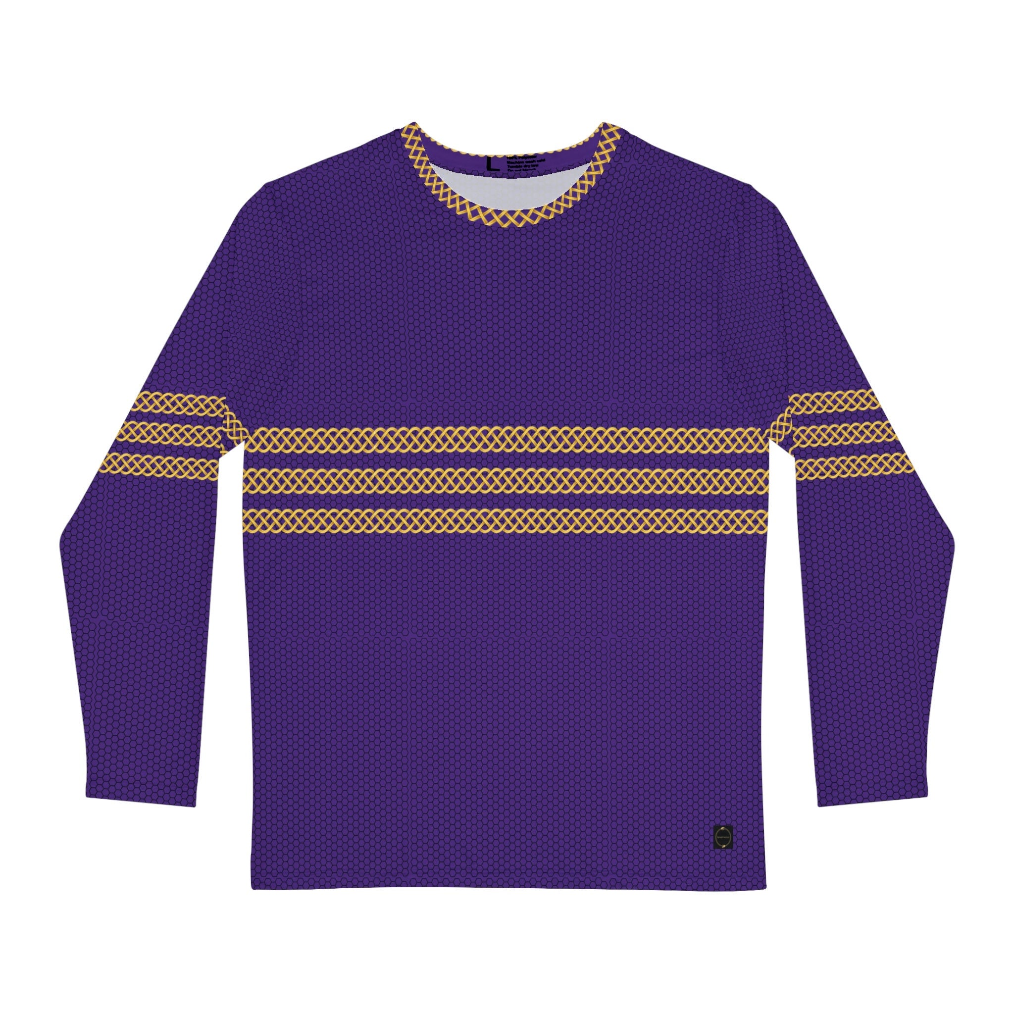 Fabled Fashion Men's Long Sleeve Triple Celtic chain effect AOP Shirt Purple