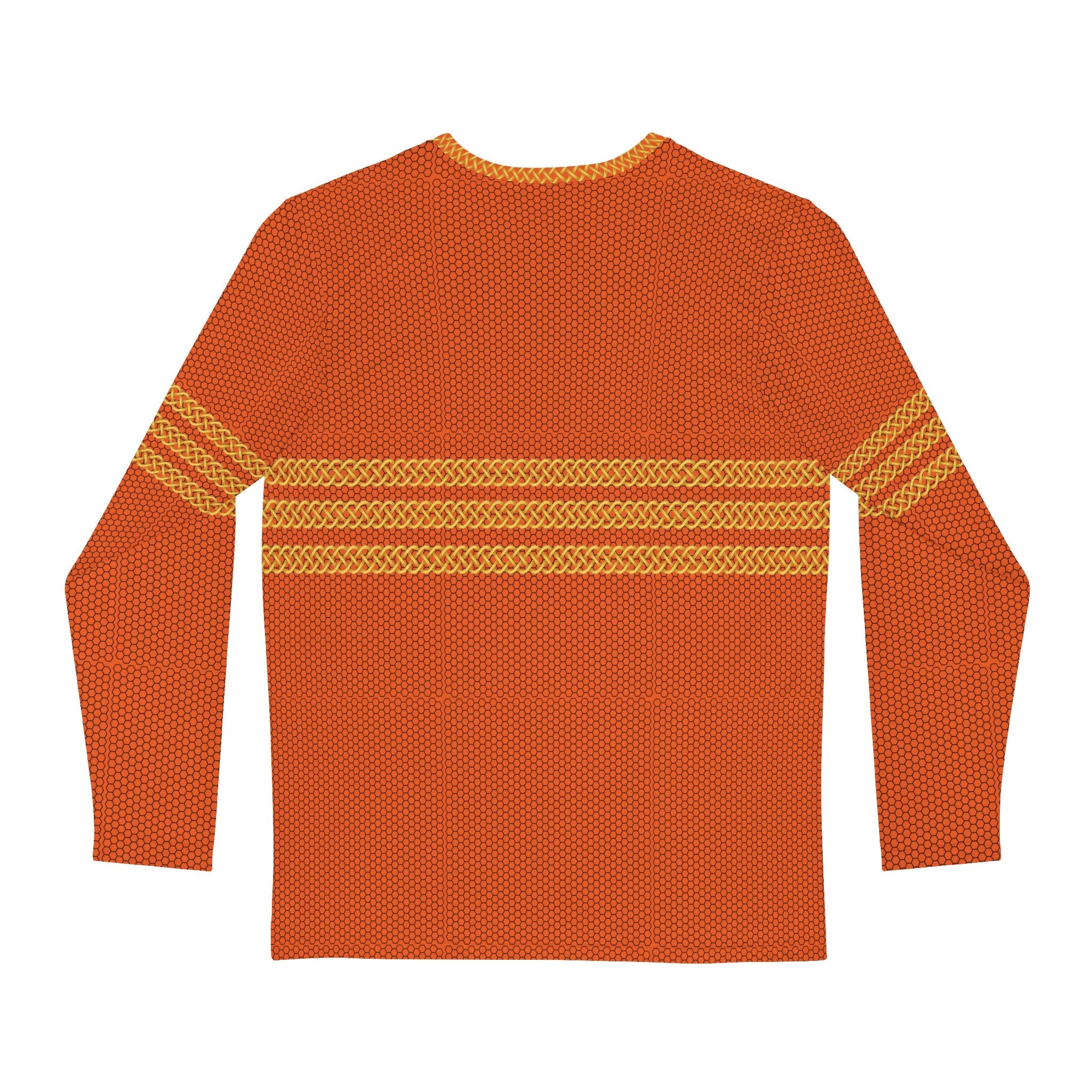 Fabled Fashion Men's Long Sleeve Triple Celtic chain effect AOP Shirt Orange