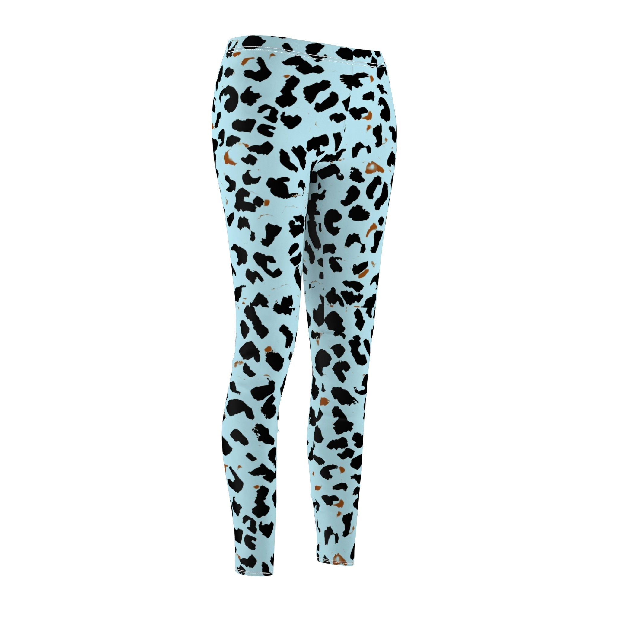 Fabled Fashion Light blue leopard print effect Women's Cut & Sew Casual Leggings (AOP)