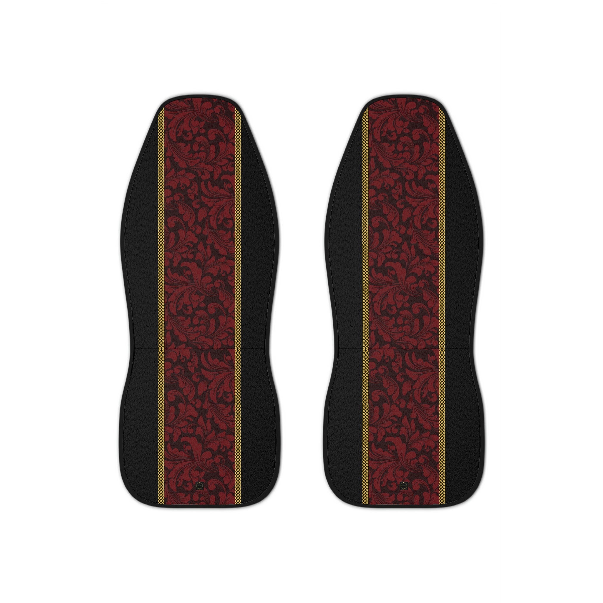 Fabled Fashion Red Damask Print with Celtic knot design Car Seat Covers