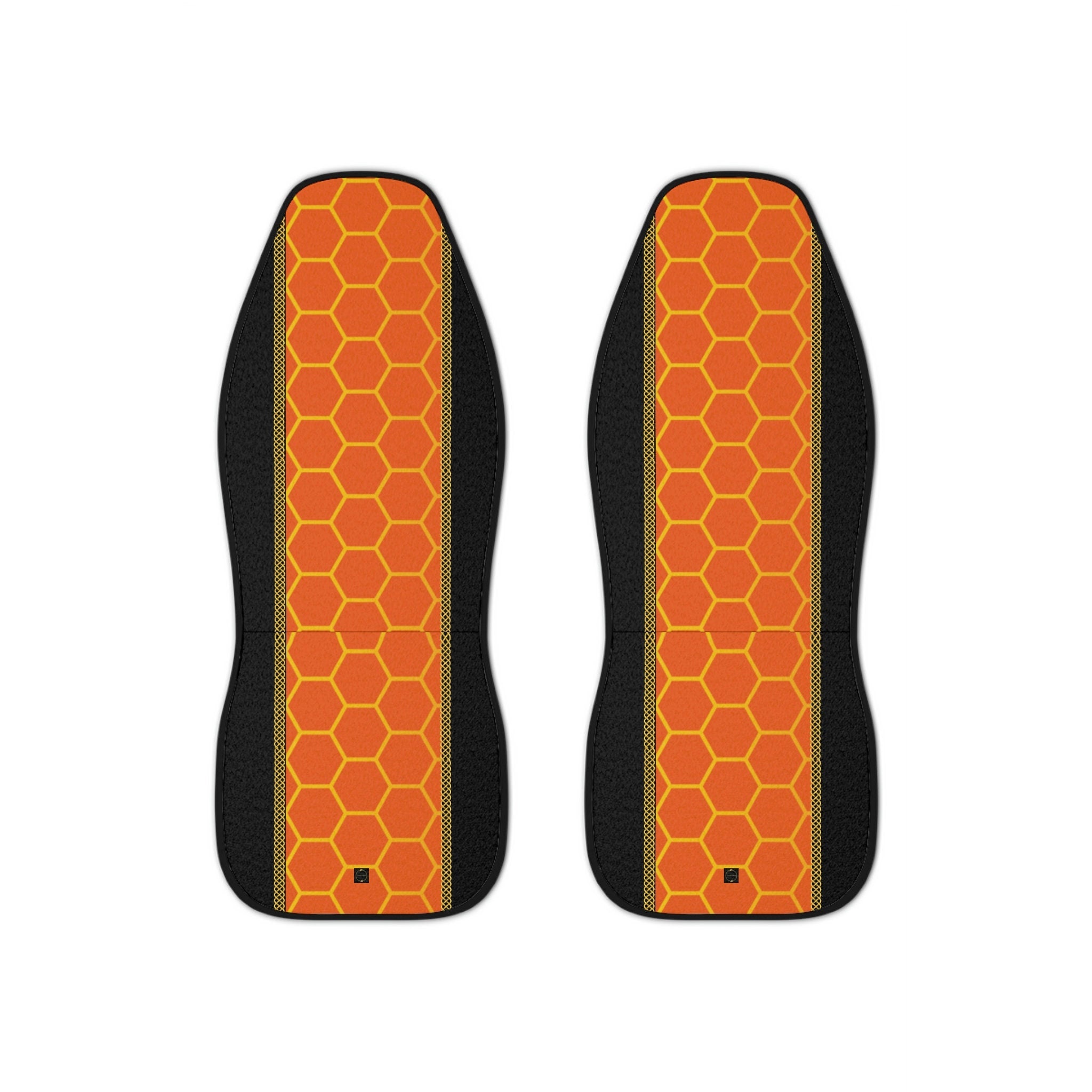 Fabled Fashion Orange honeycomb print Celtic knot design Car Seat Covers