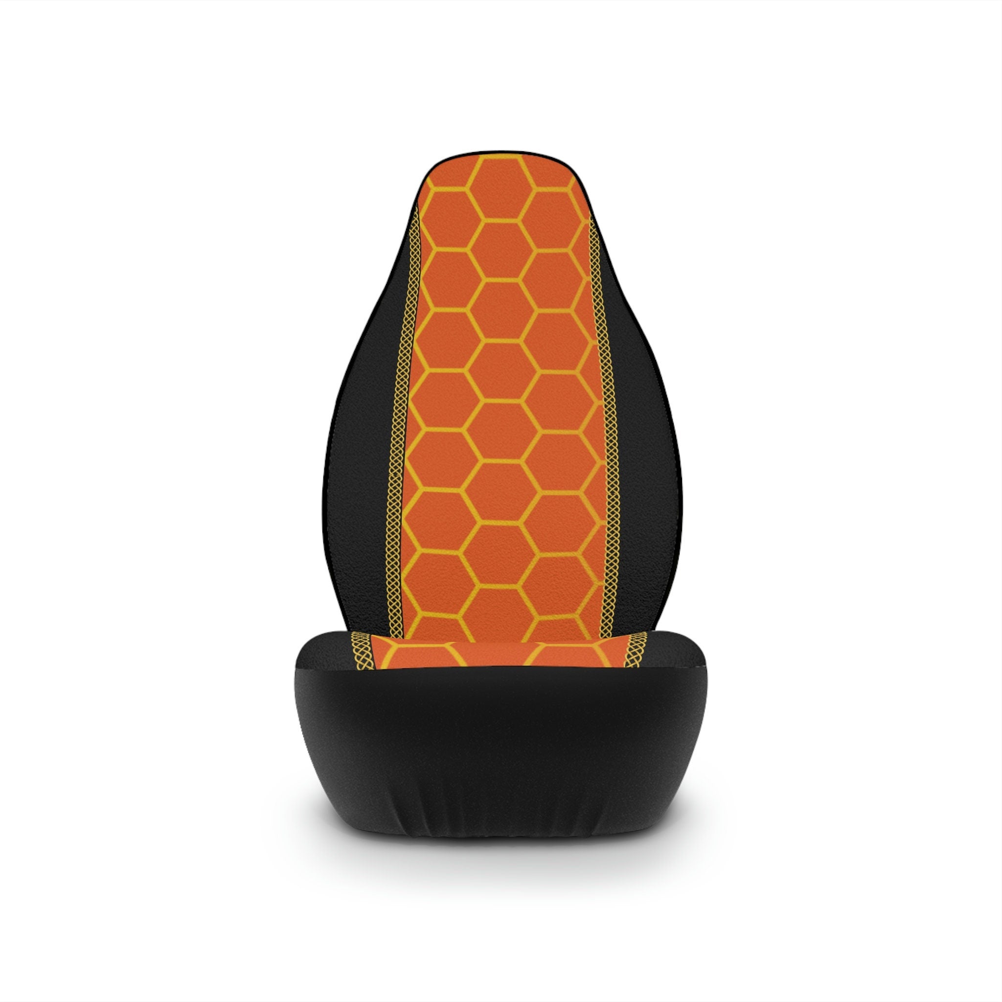 Fabled Fashion Orange honeycomb print Celtic knot design Car Seat Covers