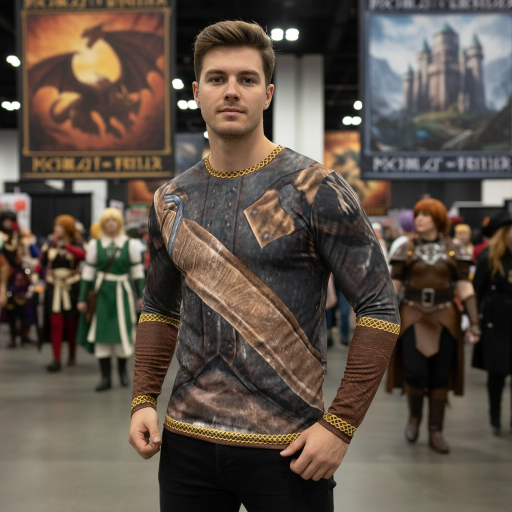 Fabled Fashion Men's Long Sleeve dragonborn Armour AOP Cosplay LARP attire  • Custom T shirt for men • men shirt with t shirt • valentines gift