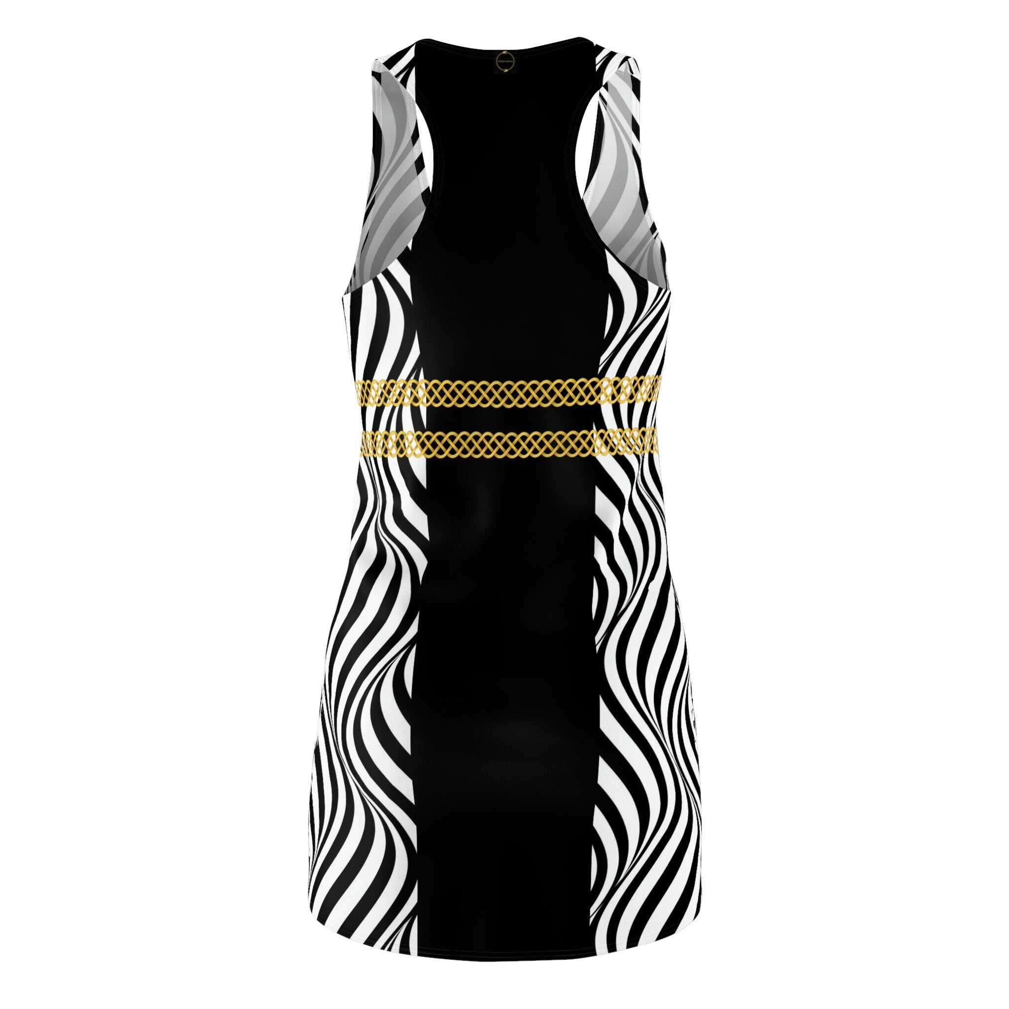 Fabled Fashion Black/White optical illusion Celtic Knot Women's Cut & Sew Racerback Dress (AOP)