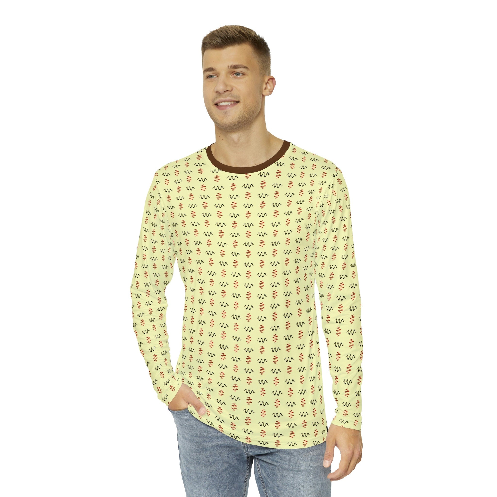 Fabled Fashion Electromagnetic wave pattern- Doc Emmett Brown in 1955 Back to the future inspired Men's Long sleeve Shirt