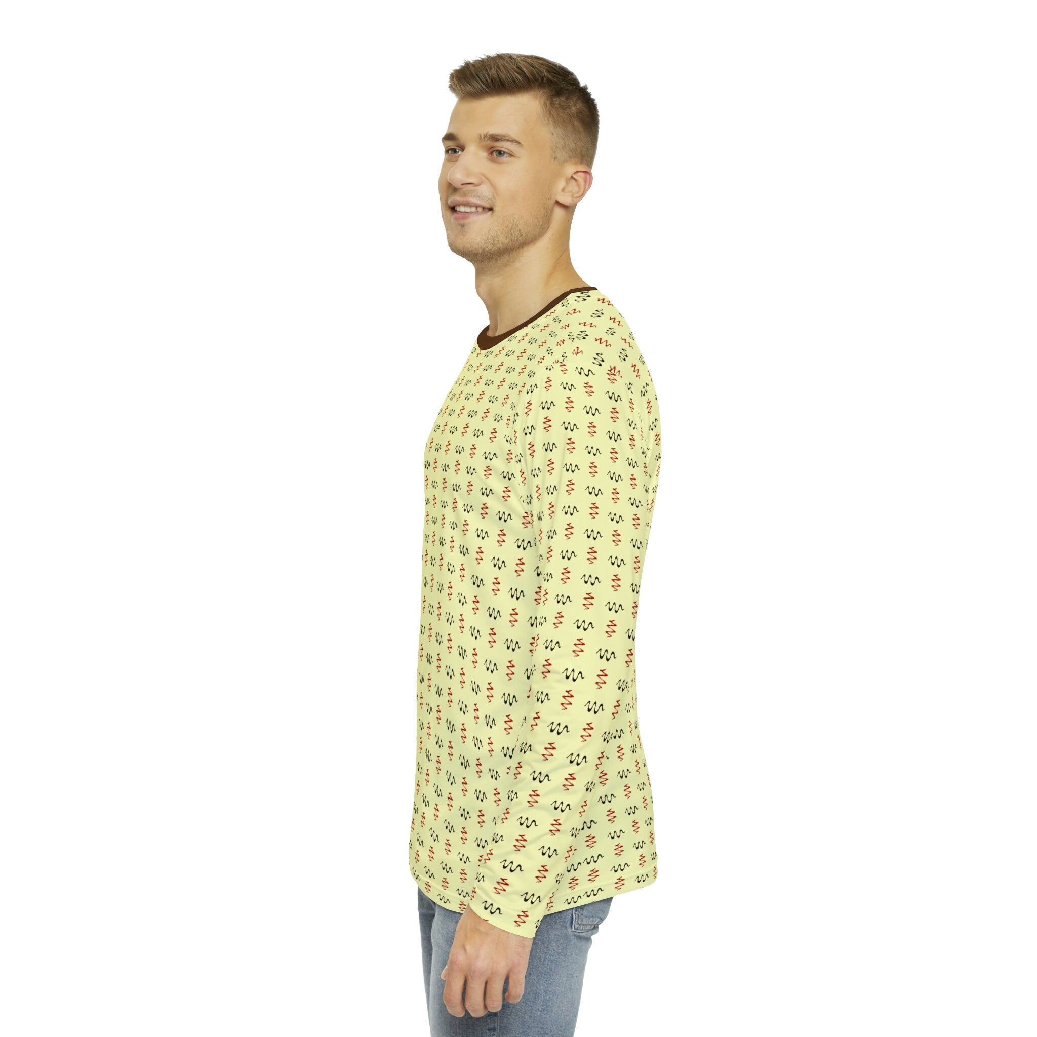 Fabled Fashion Electromagnetic wave pattern- Doc Emmett Brown in 1955 Back to the future inspired Men's Long sleeve Shirt