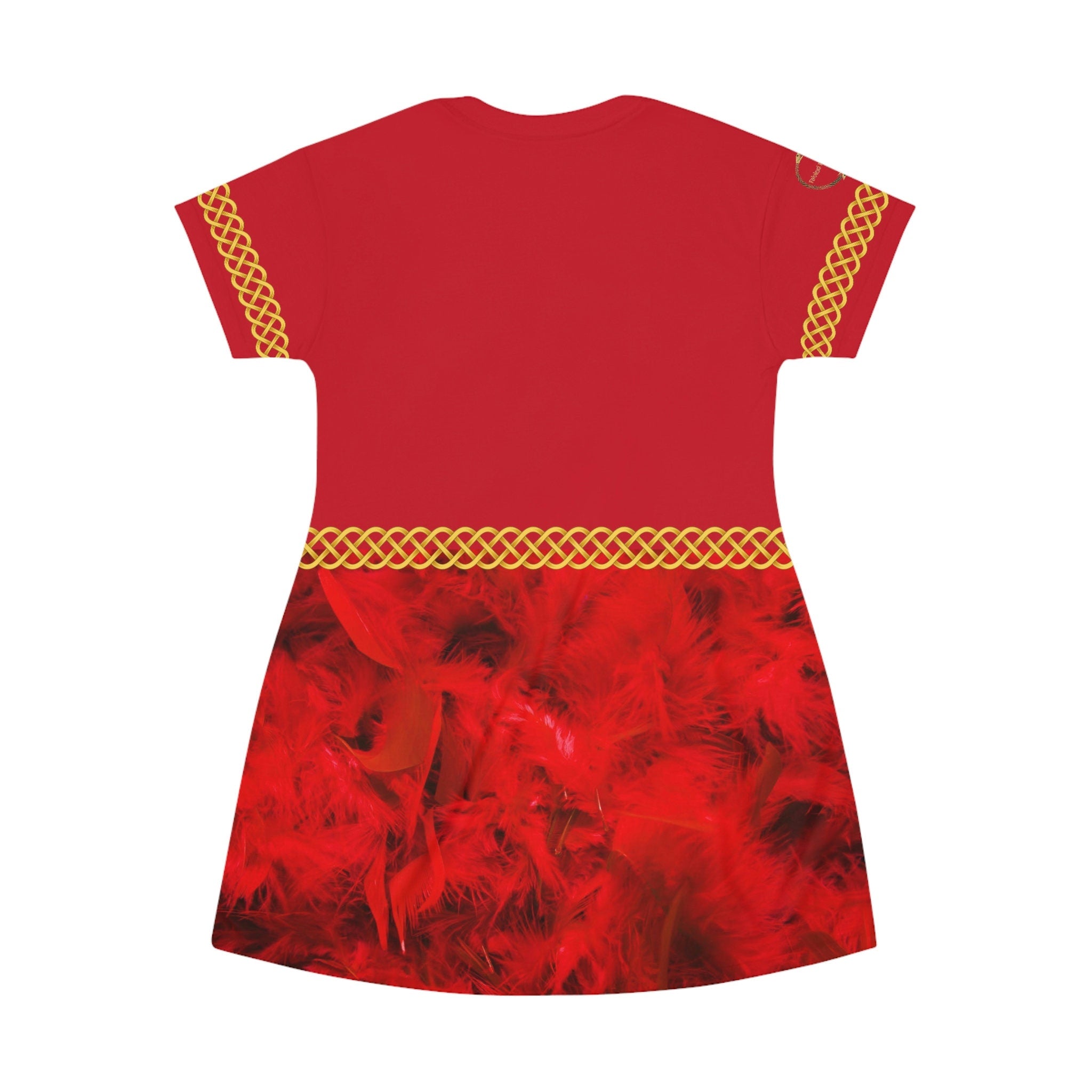 Fabled Fashion Red Feather effect Celtic Knot Medieval Fashions All Over Print Spring/Summer T-Shirt Dress
