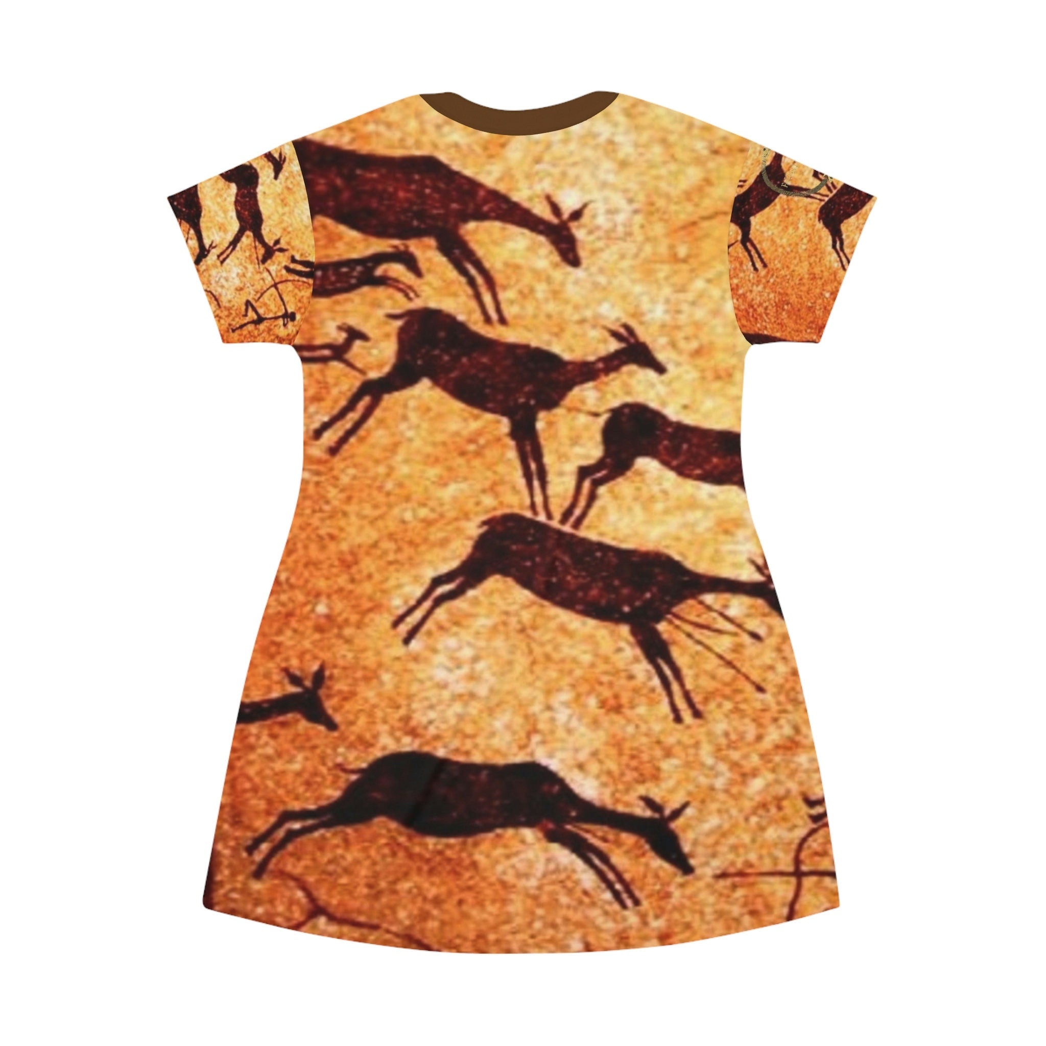 Fabled Fashion Prehistoric Cave Painting All Over Print Spring/Summer T-Shirt Dress