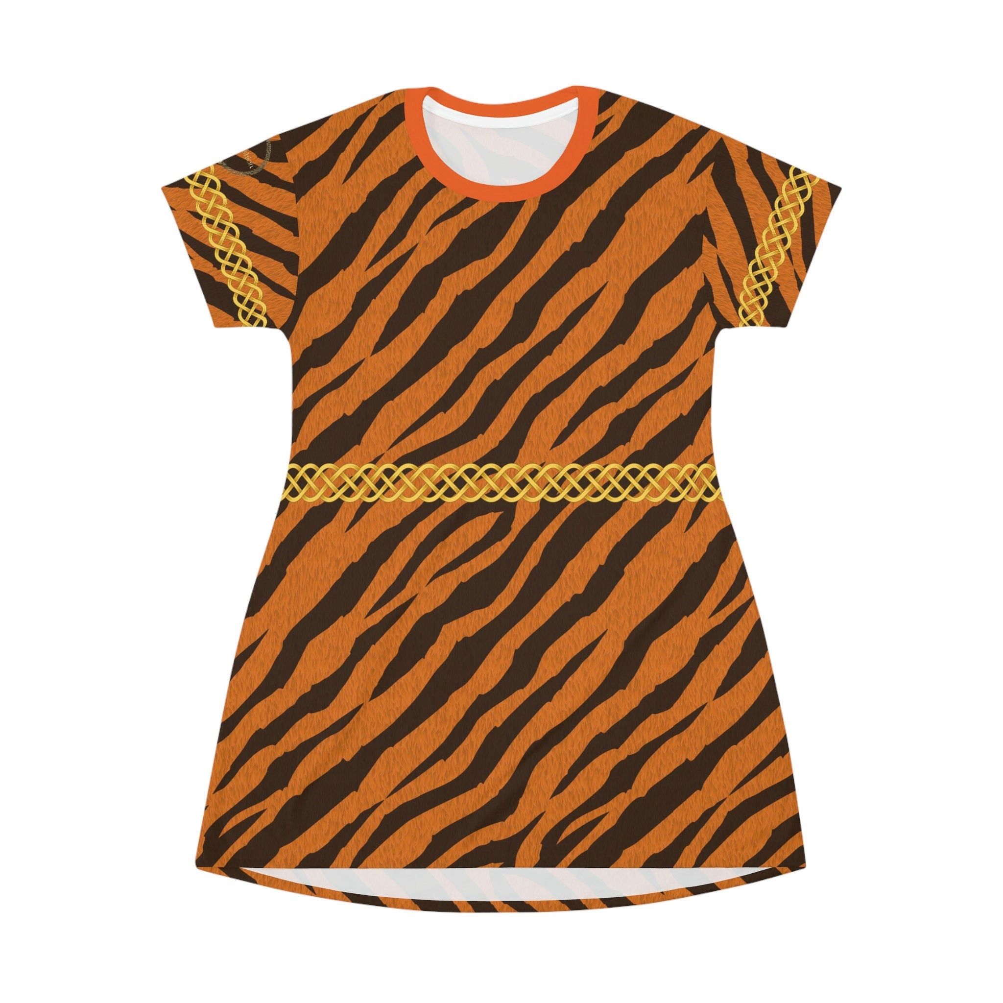 Fabled Fashion Tiger Fur effect Celtic Knot Medieval Fashions All Over Print Spring/Summer T-Shirt Dress