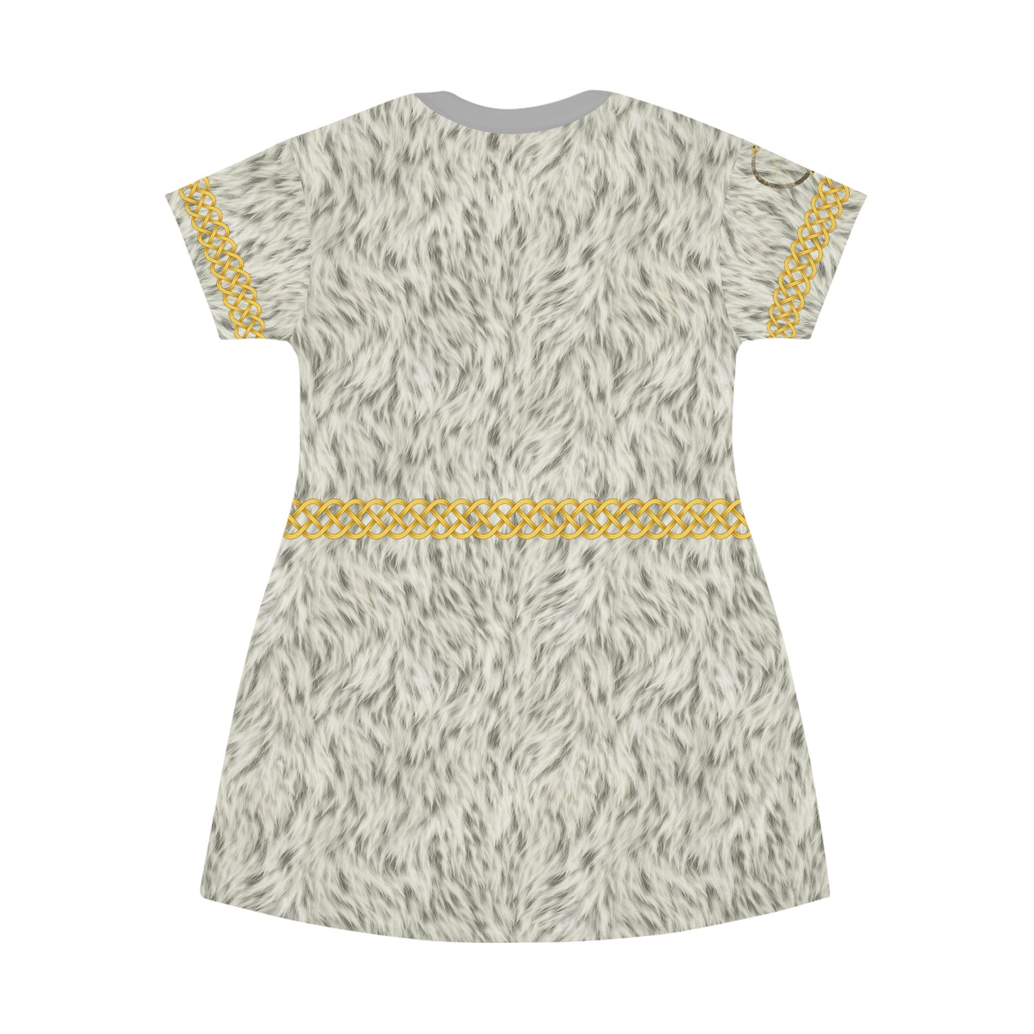 Fabled Fashion Celtic Knot White Fur effect Medieval Fashions All Over Print Spring/Summer T-Shirt Dress